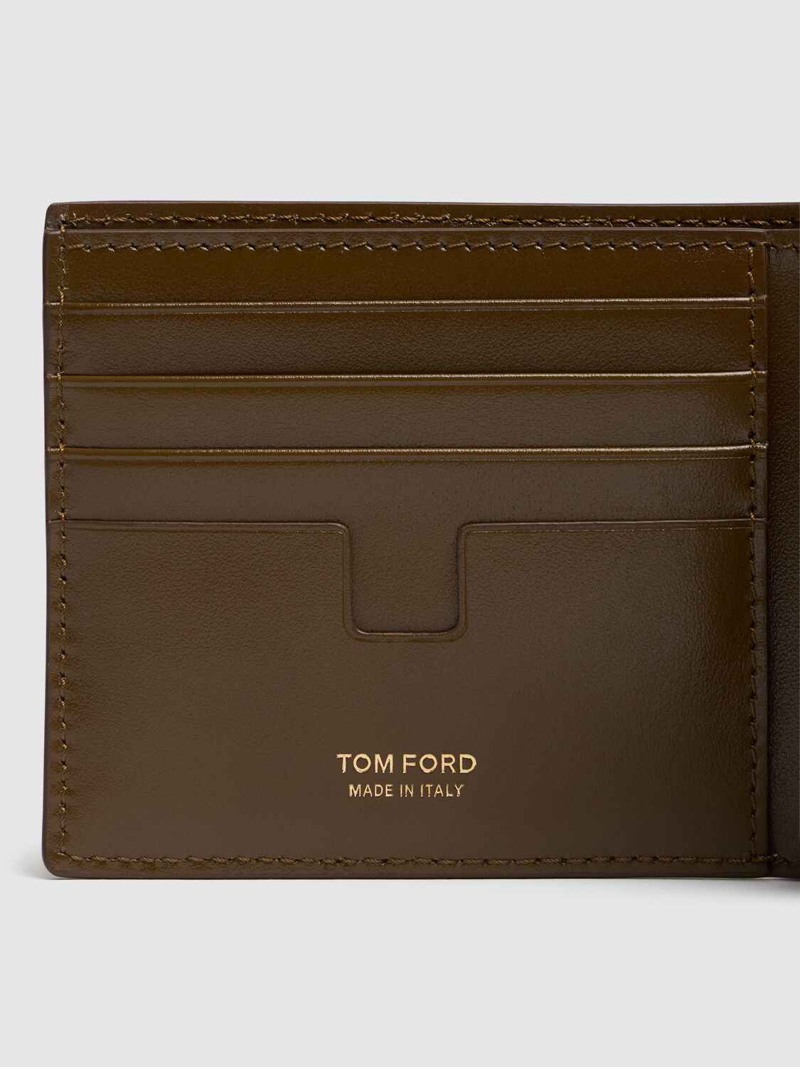 Shop Tom Ford Shiny Croc Embossed Bifold Wallet In Khaki