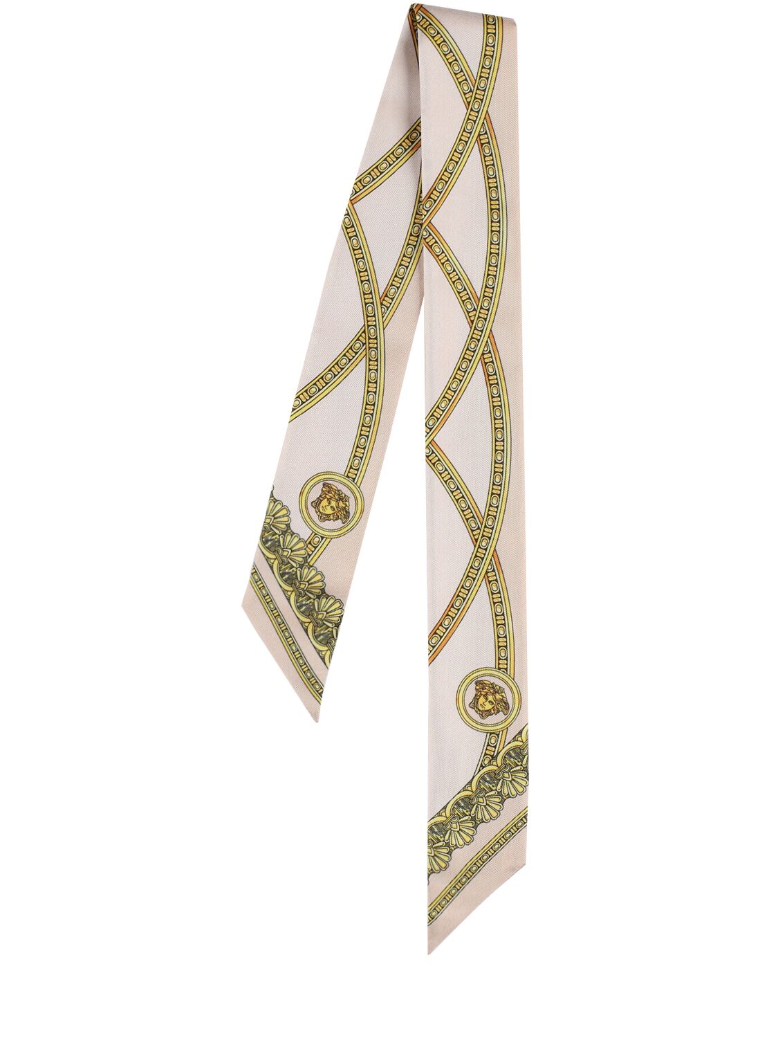 Versace La Coupe Printed Silk Twill Scarf In Beige/lightgold