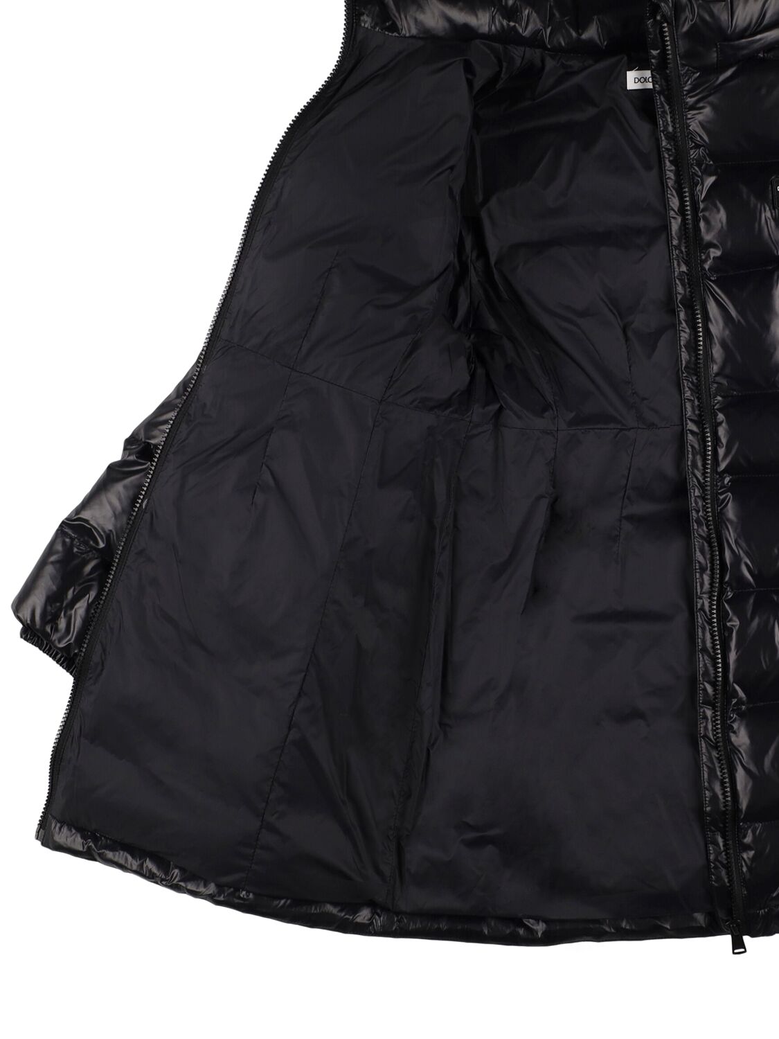 Shop Dolce & Gabbana Hooded Poly Puffer Down Jacket In Black