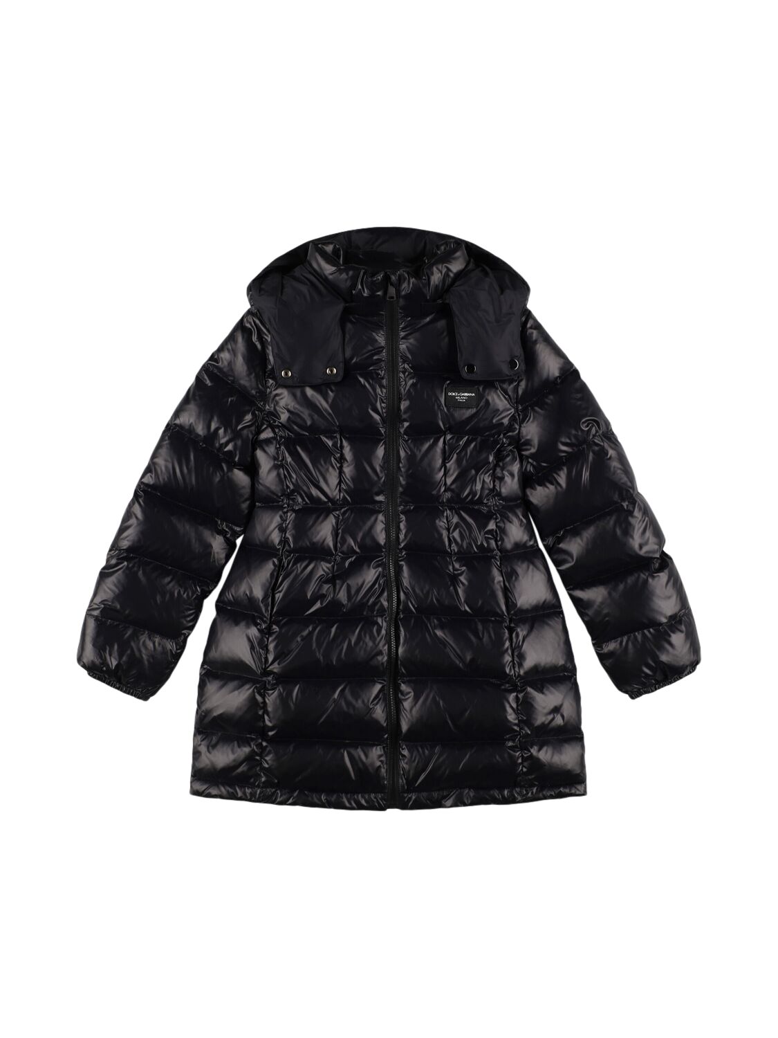 Dolce & Gabbana Hooded Poly Puffer Down Jacket In Black