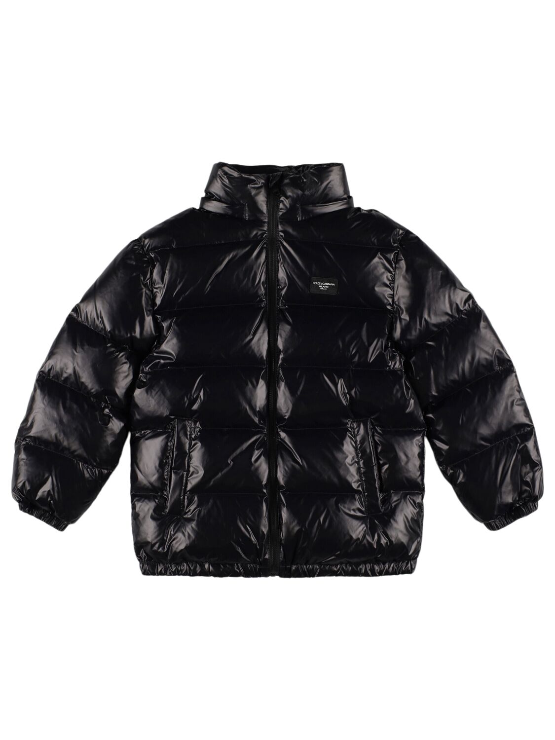 Shop Dolce & Gabbana Hooded Poly Puffer Down Jacket In Black