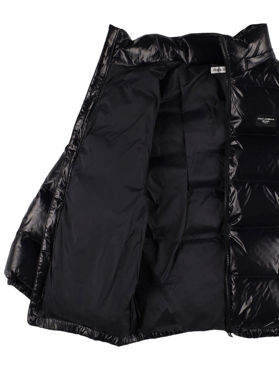 Shop Dolce & Gabbana Hooded Poly Puffer Down Jacket In Black