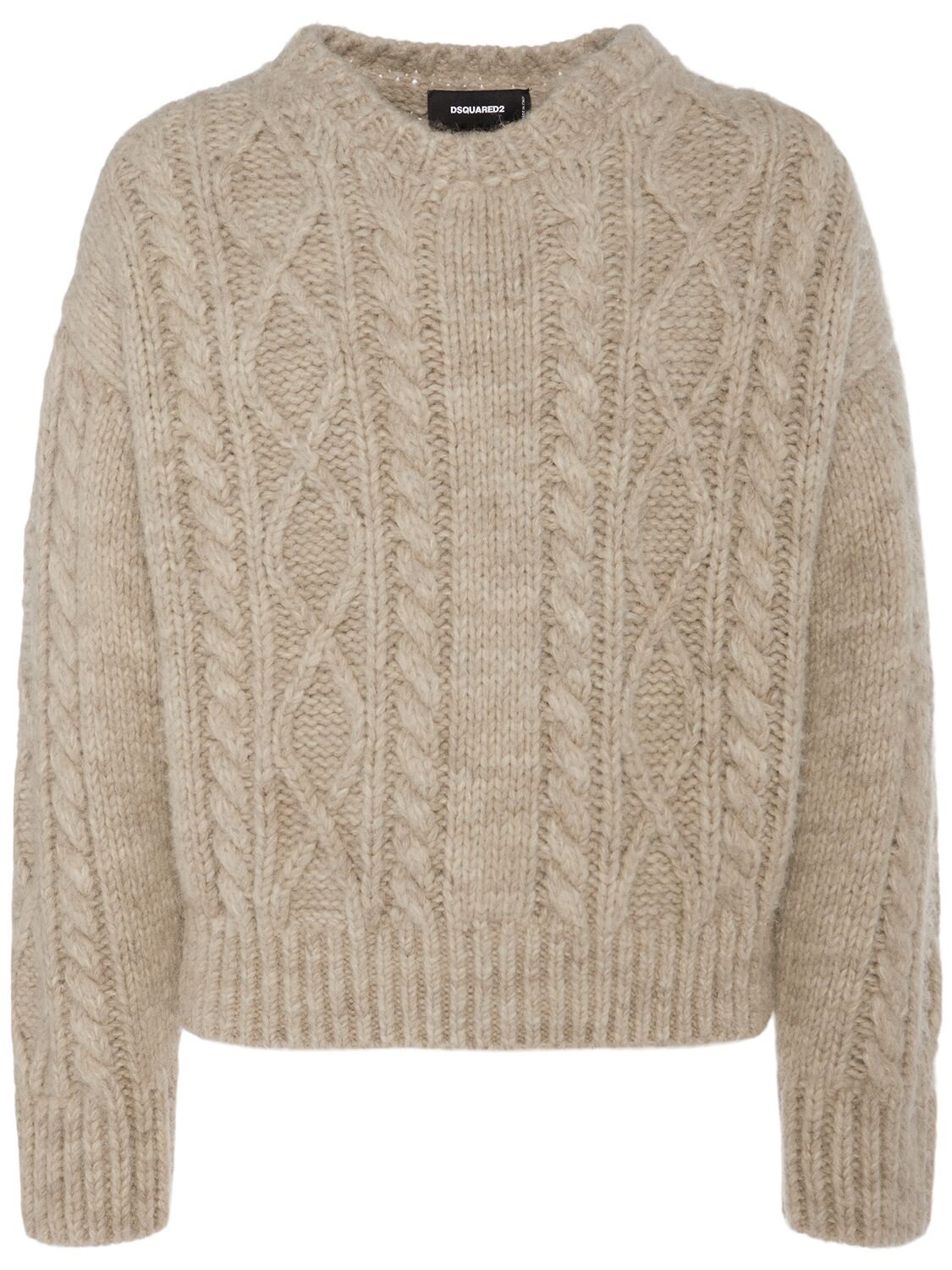 Dsquared2 Cable Knit Alpaca Blend Sweater In Brown