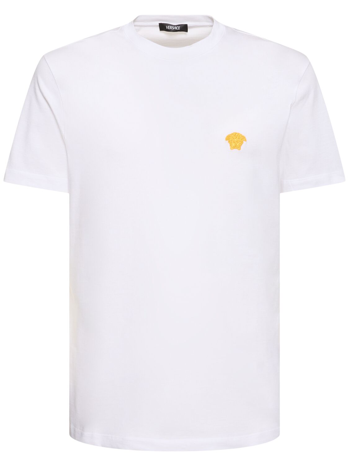 Versace Logo Compact Cotton Jersey T-shirt In White