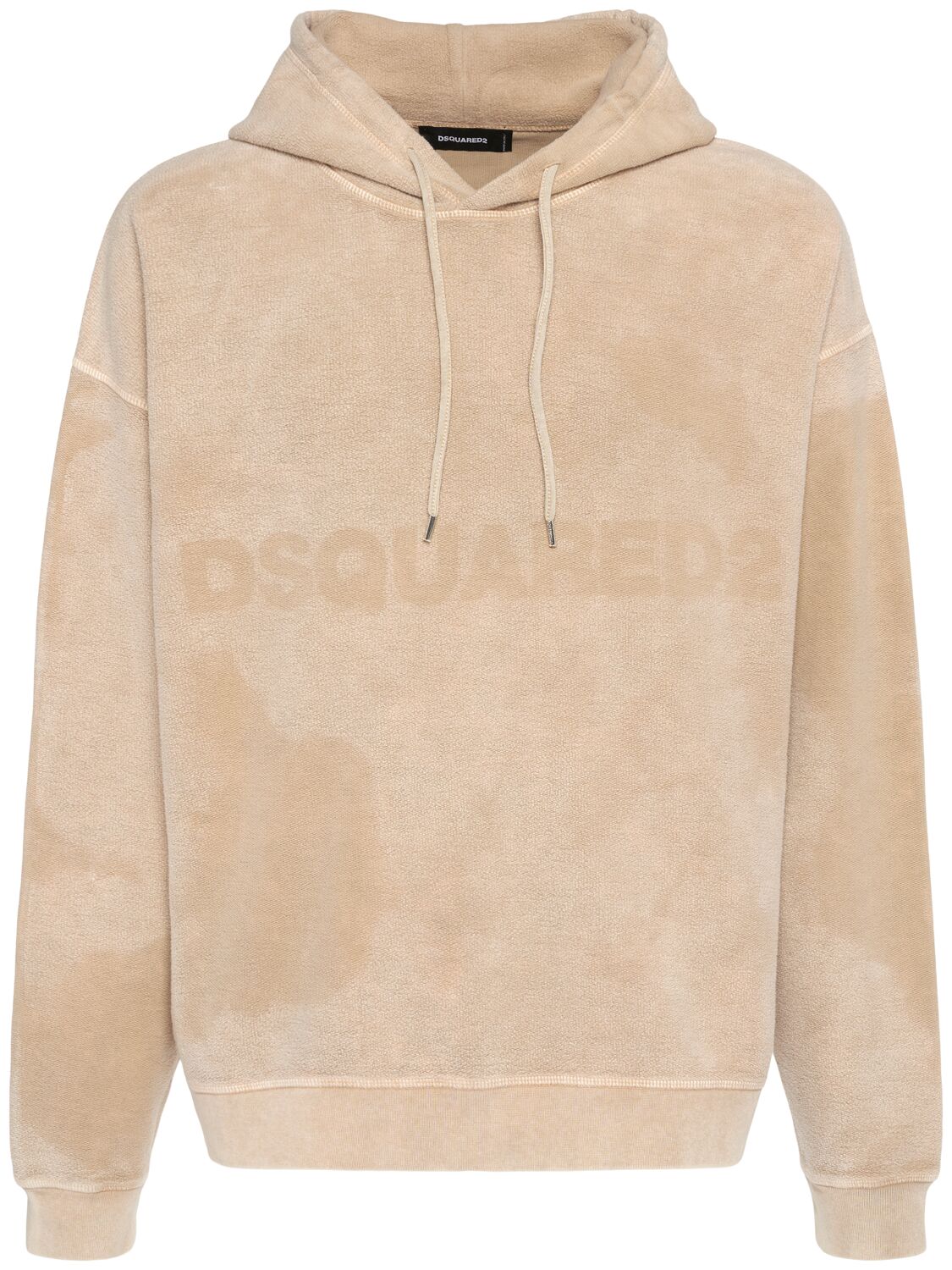 Dsquared2 Relaxed Fit Cotton Hoodie In Beige