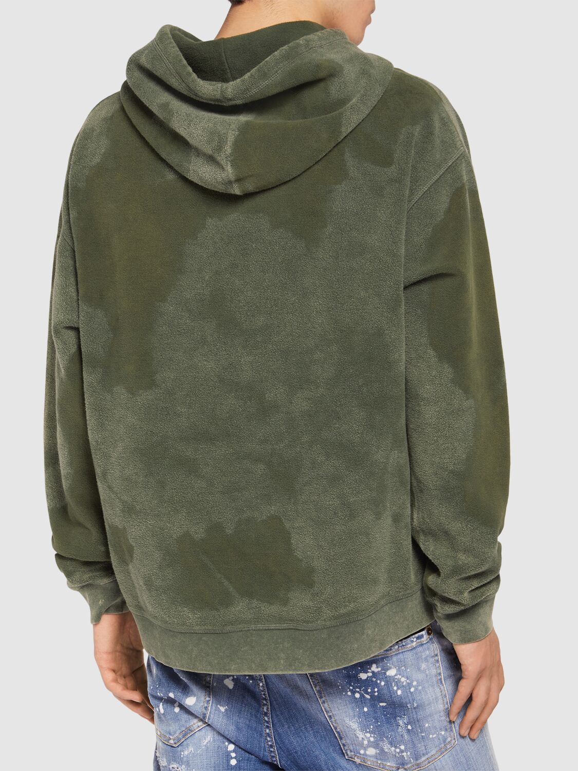 Shop Dsquared2 Relaxed Fit Cotton Hoodie In Military Green