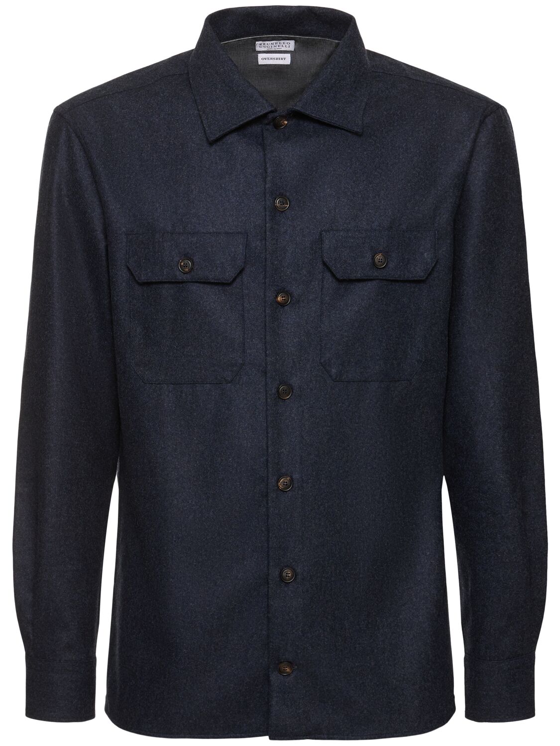 Brunello Cucinelli Wool Flannel Overshirt In Black
