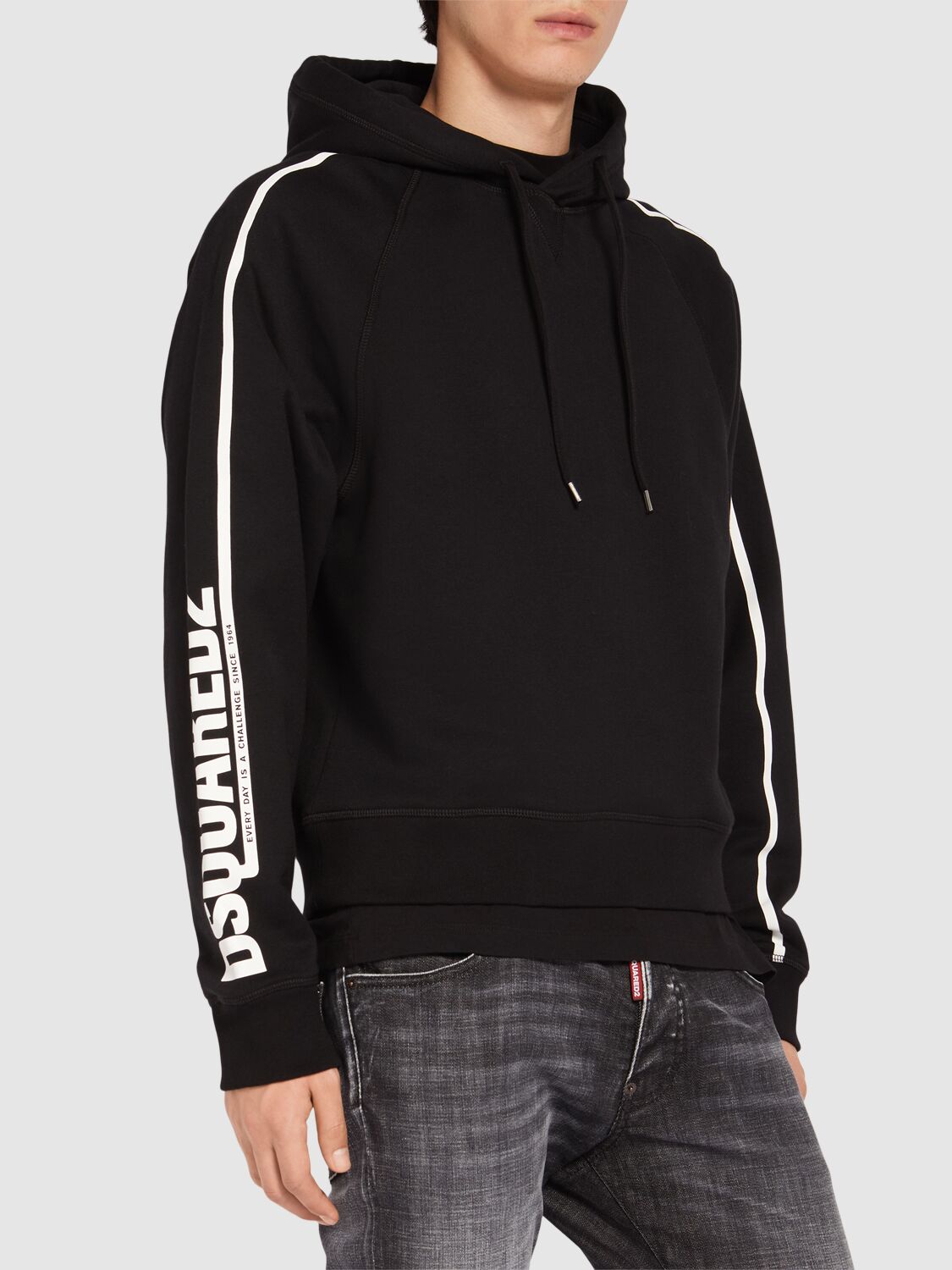 Shop Dsquared2 Logo Cotton Hoodie In Black