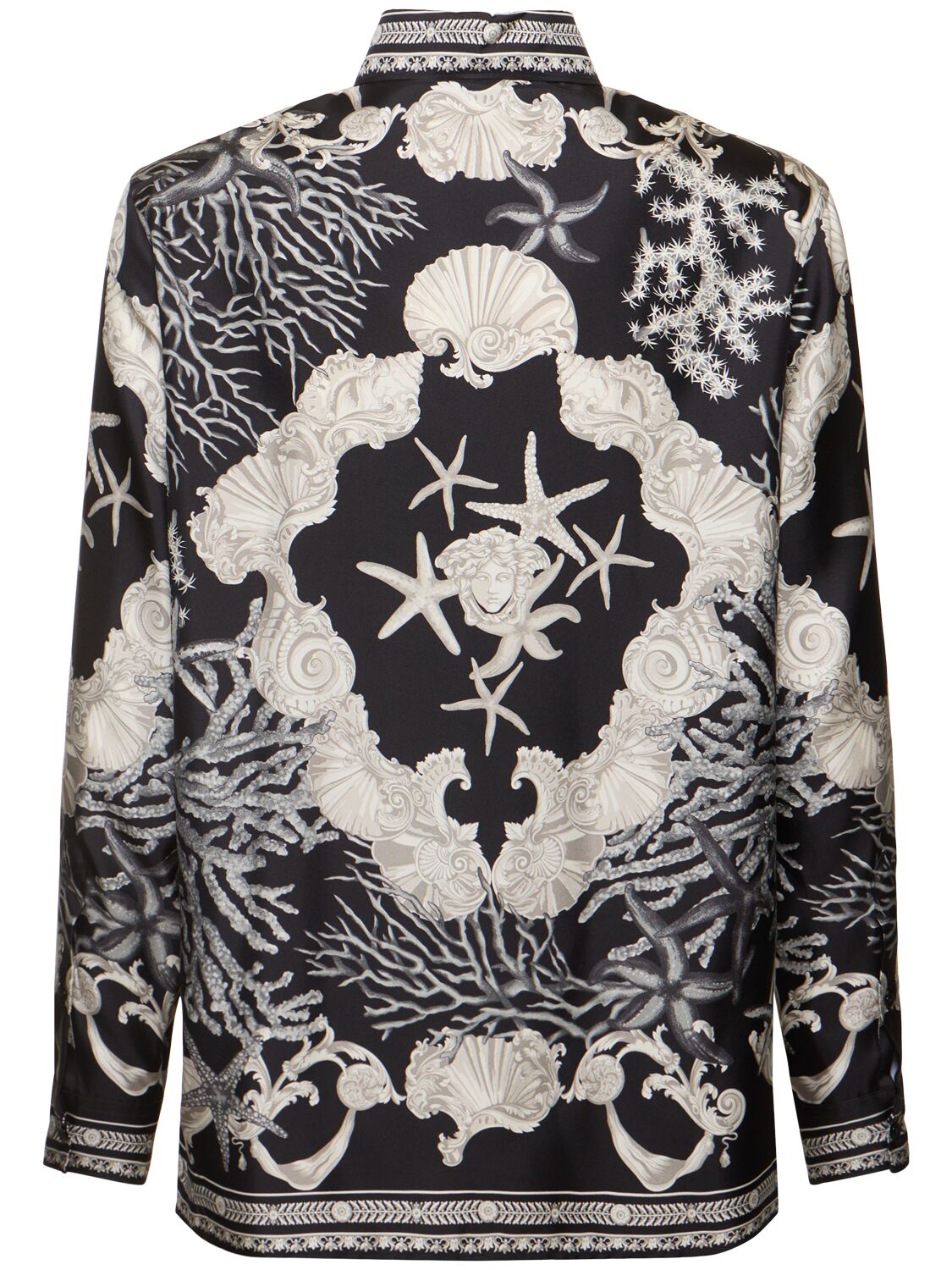 Shop Versace Informal Printed Silk Twill Shirt In Black