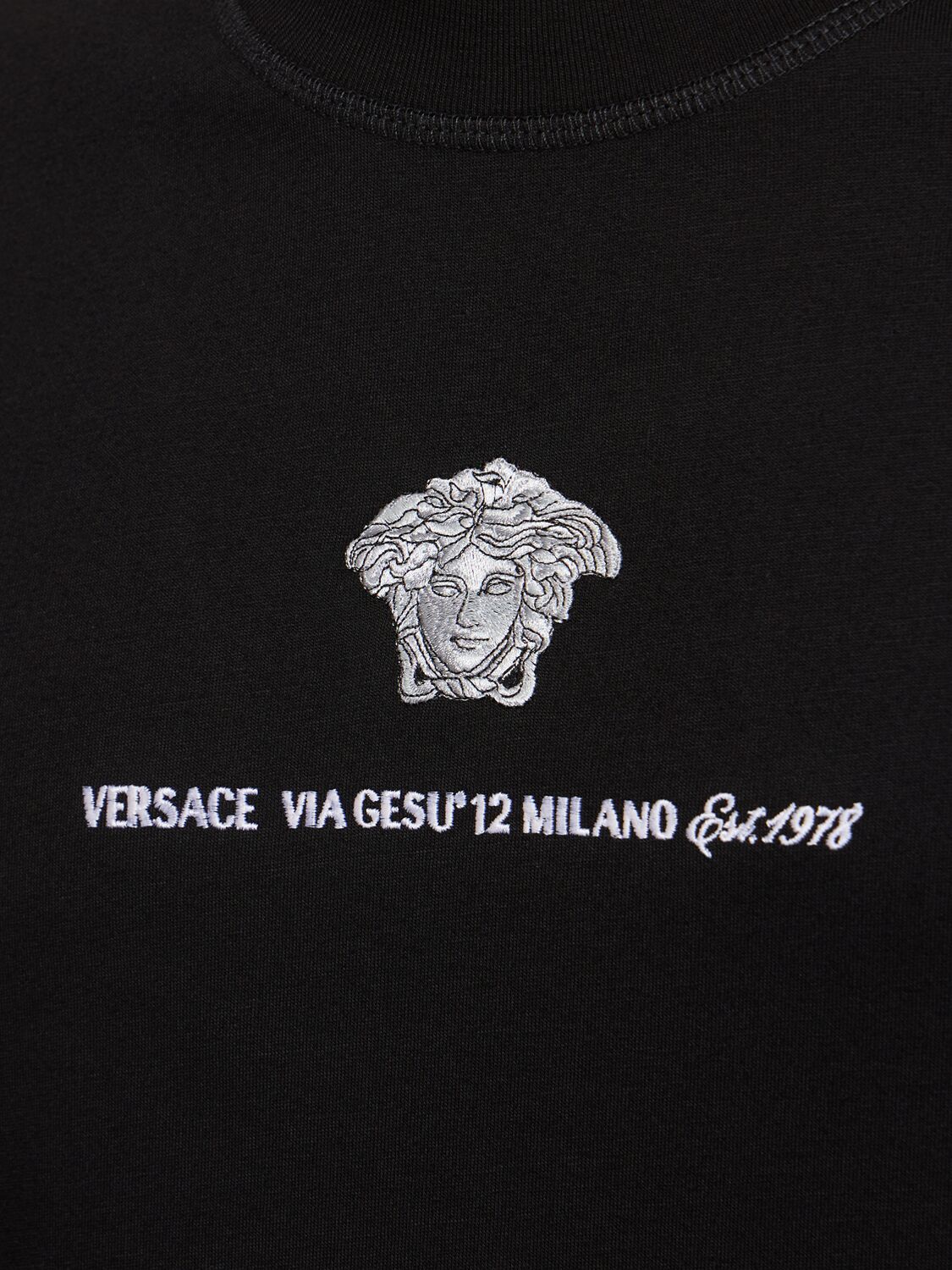 Shop Versace Compact Cotton Jersey T-shirt In Black