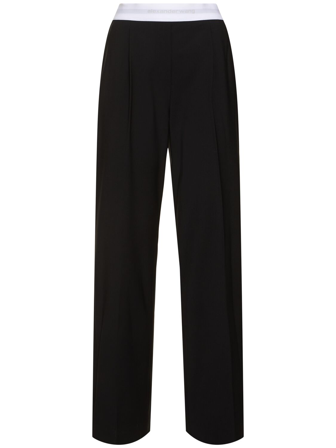 Alexander Wang High Waisted Pleated Wool Pants In 黑色