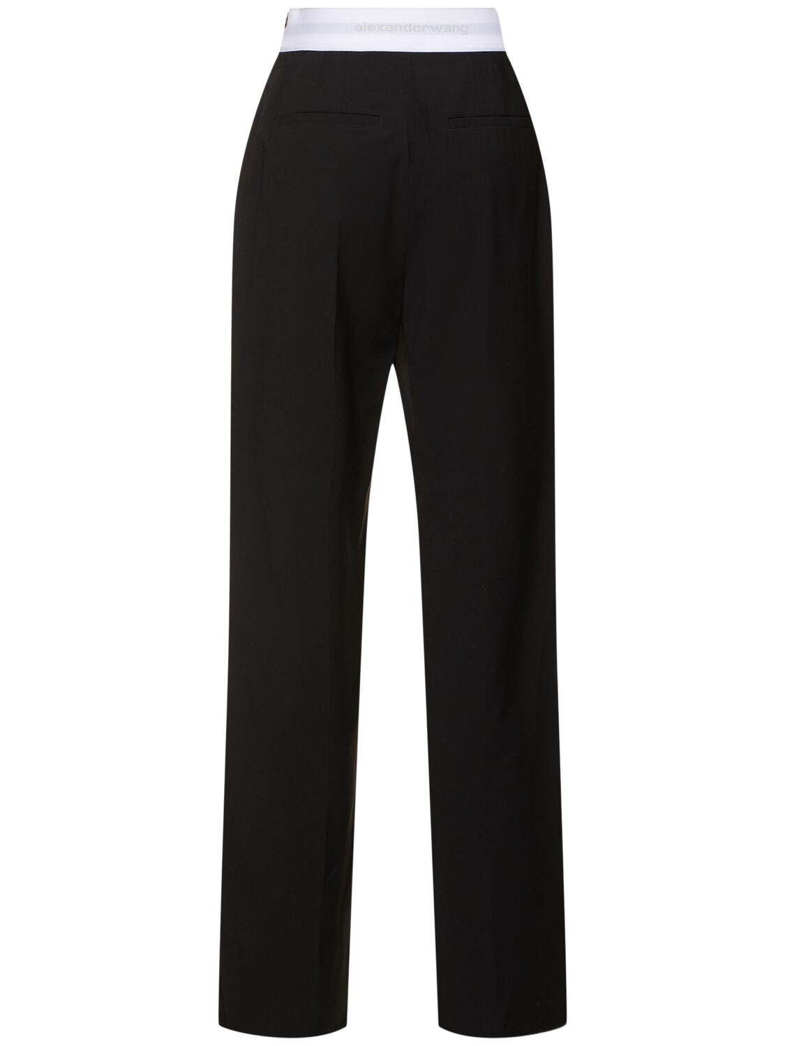 Shop Alexander Wang High Waisted Pleated Wool Pants In 黑色