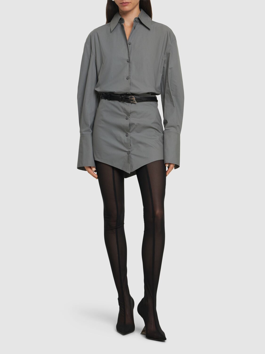 Attico Silvye Shirt Minidress In 灰色