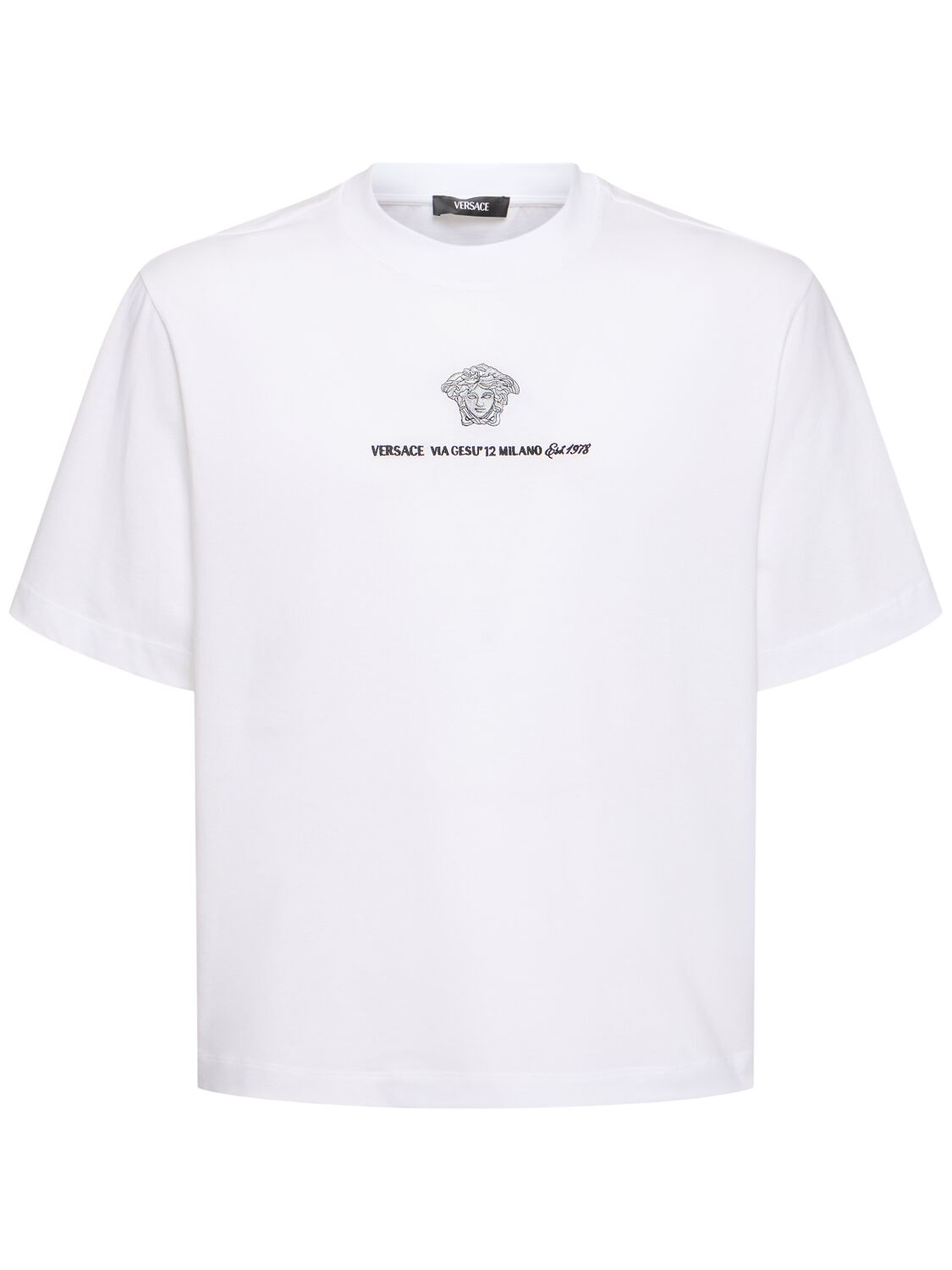 Versace Compact Cotton Jersey T-shirt In White