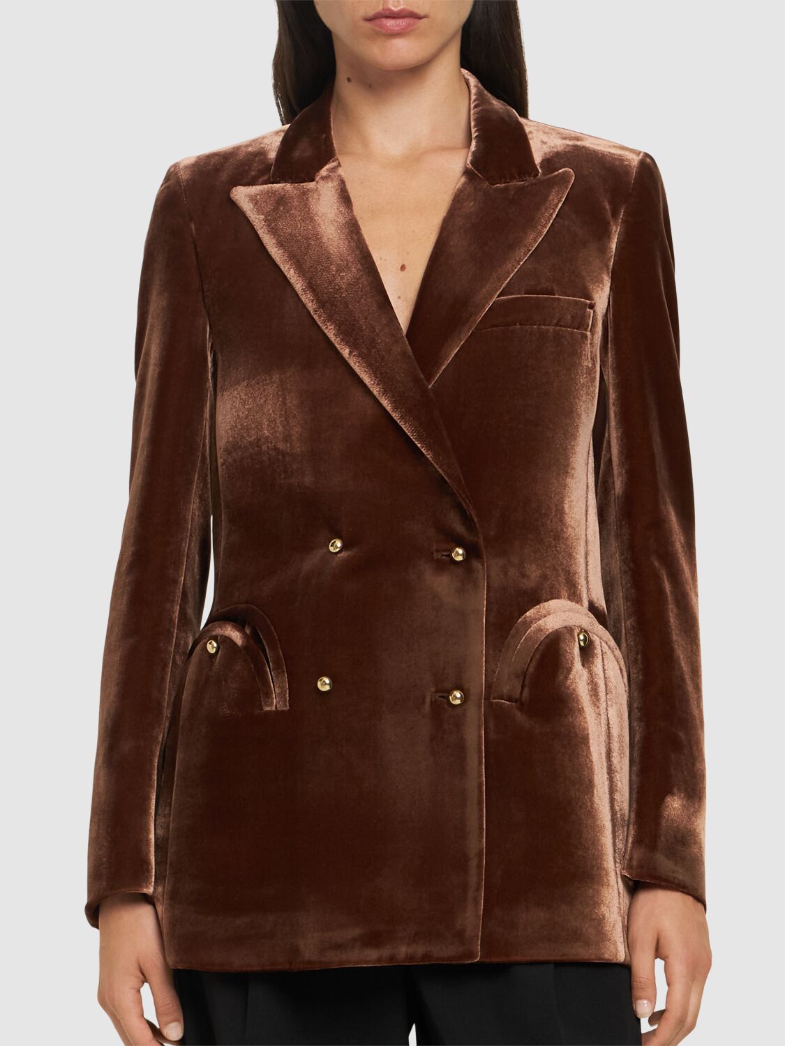 Shop Blazé Milano Afterglow Everyday Velvet Jacket In Brown