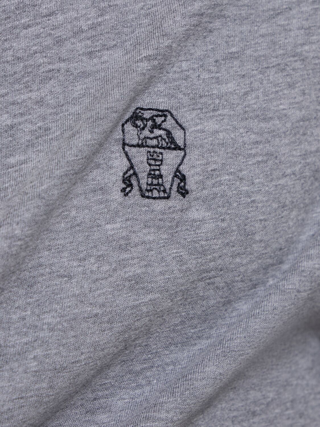 Brunello Cucinelli Cotton Logo T-shirt In Grey Medium