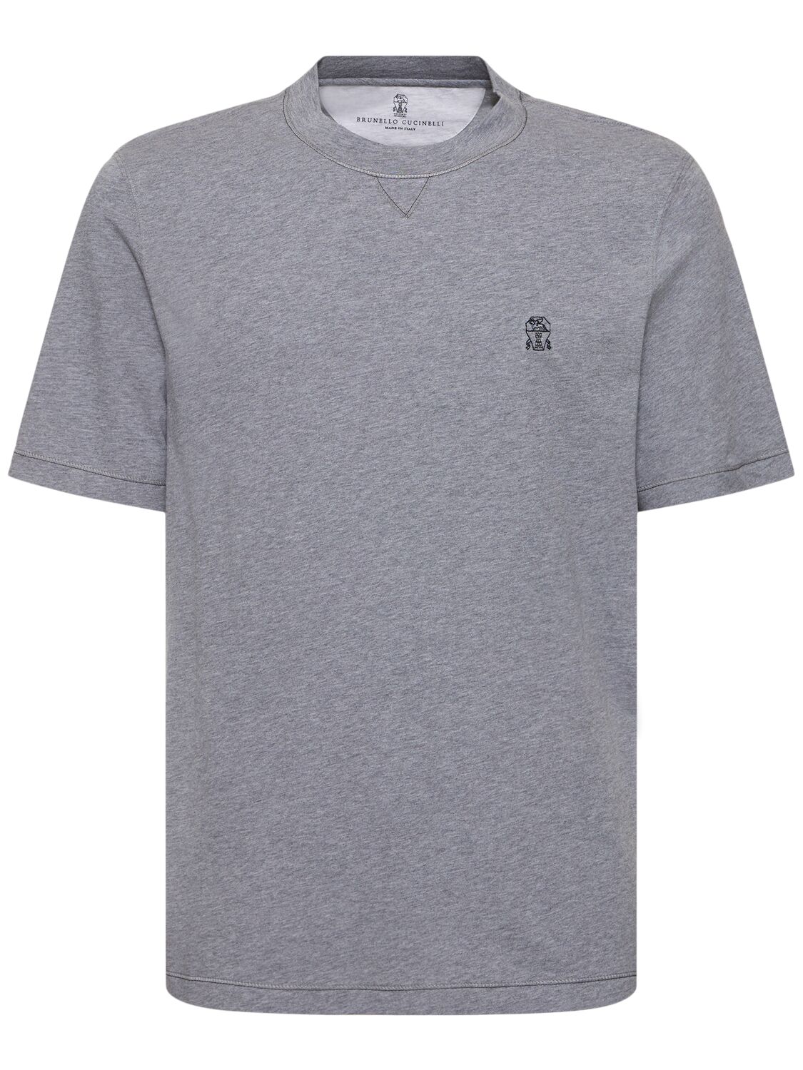 Brunello Cucinelli Cotton Logo T-shirt In Grey Medium