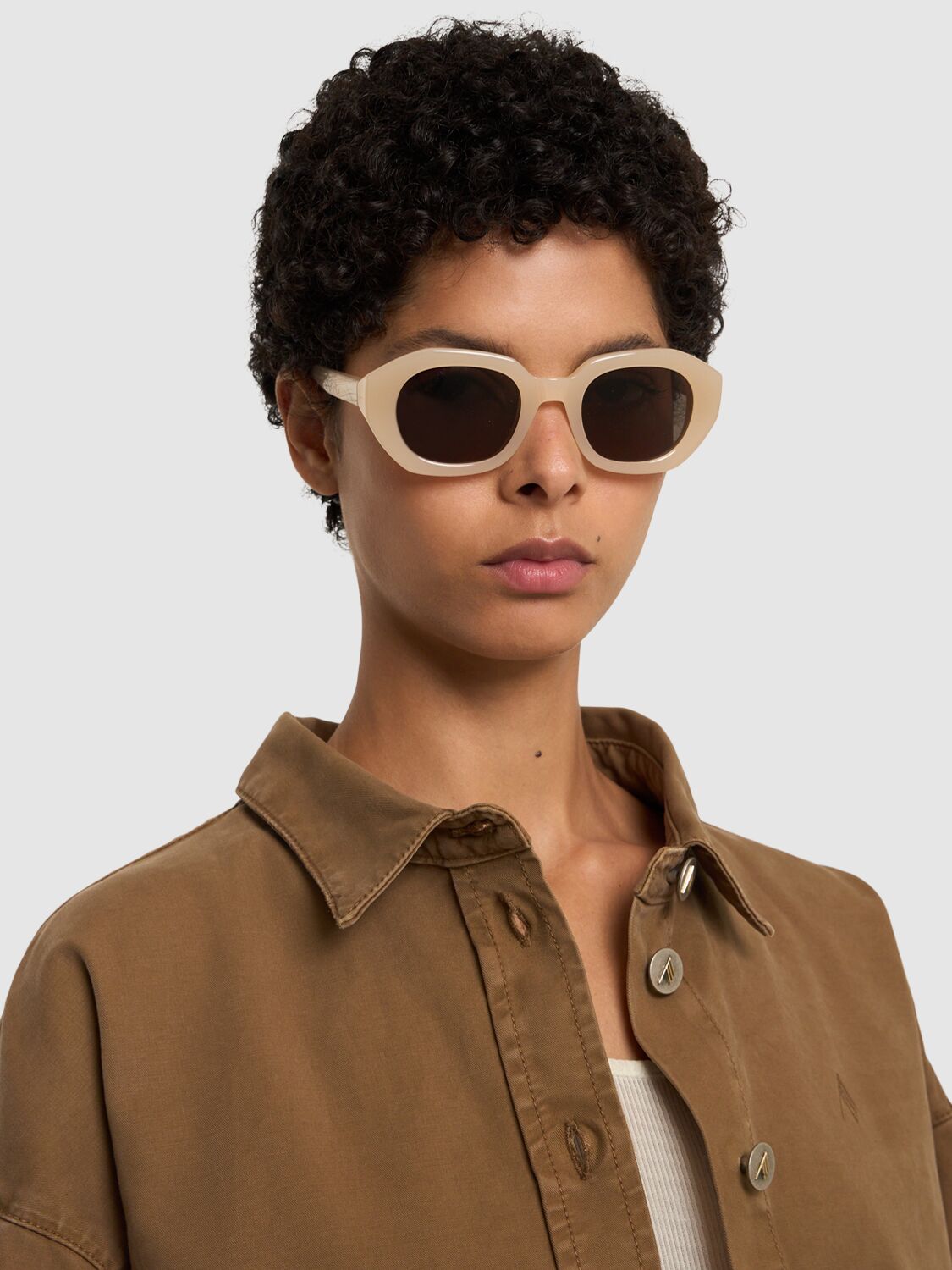 Shop Mykita Satin Bold Squared Acetate Sunglasses In Blonde/shiny Si