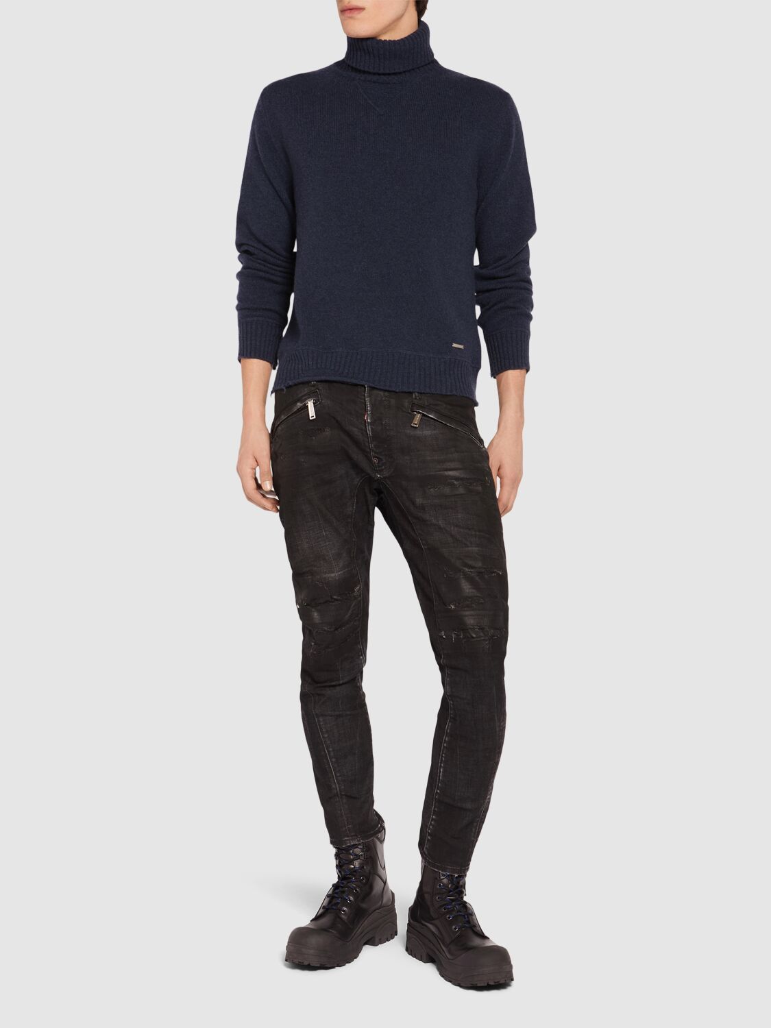 Shop Dsquared2 Wool & Cashmere Turtleneck Sweater In Blue