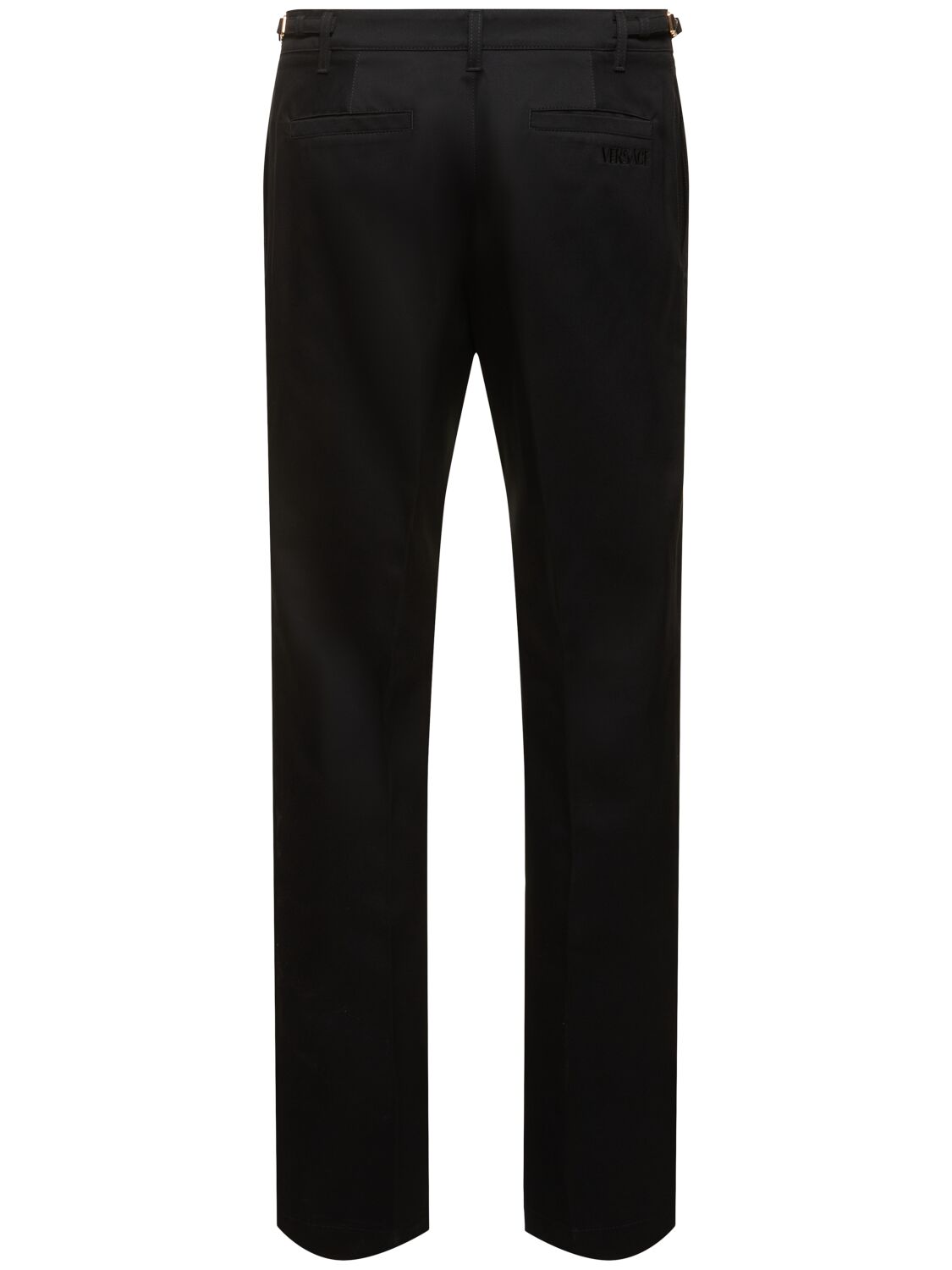 Shop Versace Informal Cotton Gabardine Straight Pants In Black