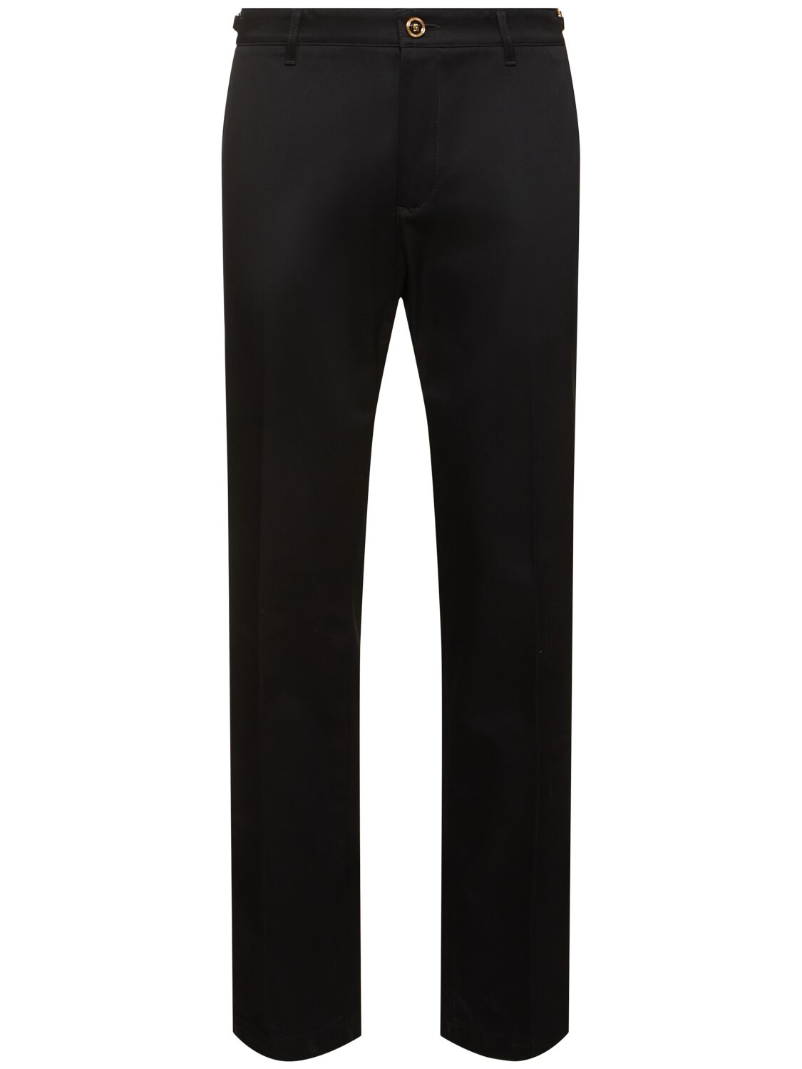 Versace Informal Cotton Gabardine Straight Pants In Black