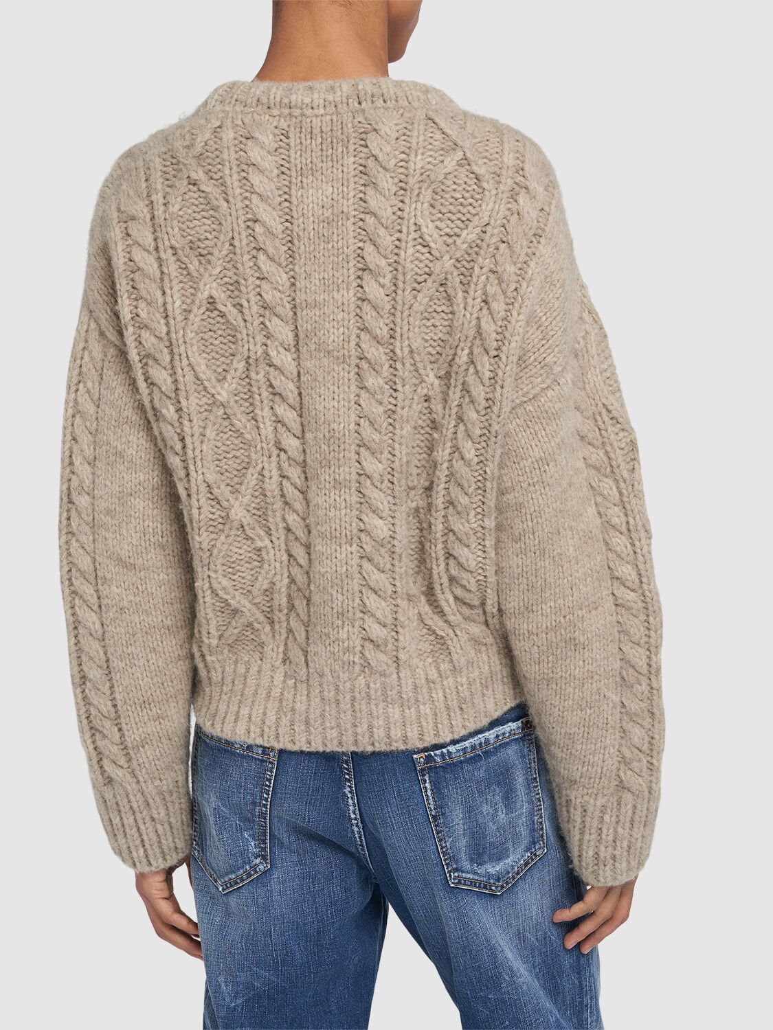 Shop Dsquared2 Cable Knit Alpaca Blend Sweater In Ivory