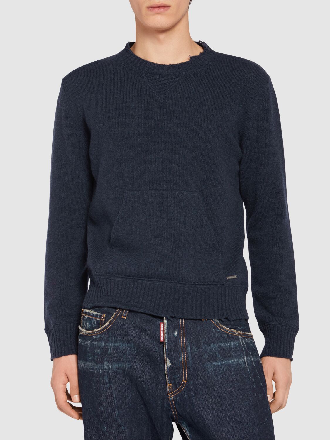 Shop Dsquared2 Wool & Cashmere Crewneck Sweater In Blue