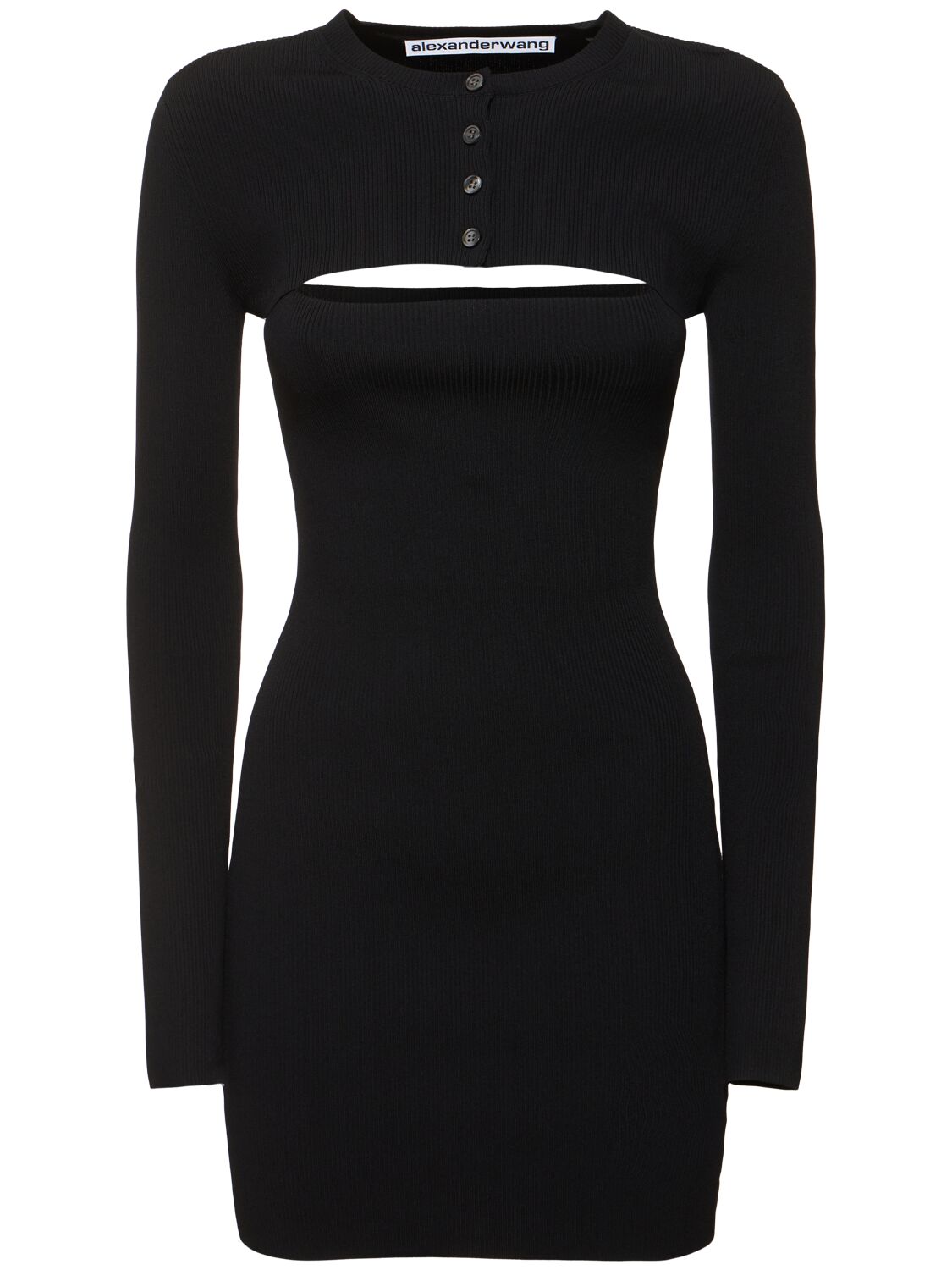 Shop Alexander Wang Viscose Mini Dress & Cardigan Top In 黑色