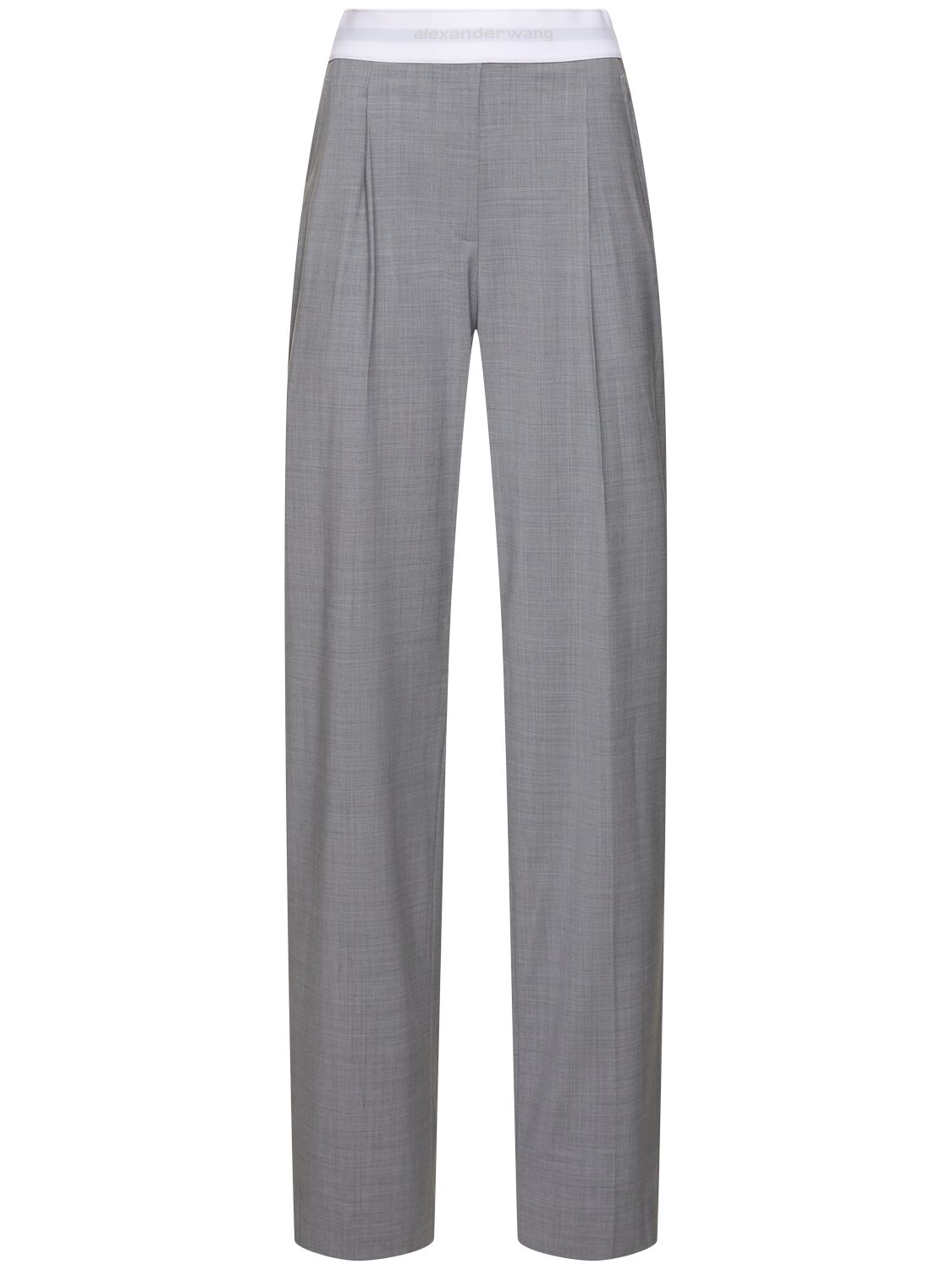 Alexander Wang High Waisted Pleated Wool Pants In 灰色