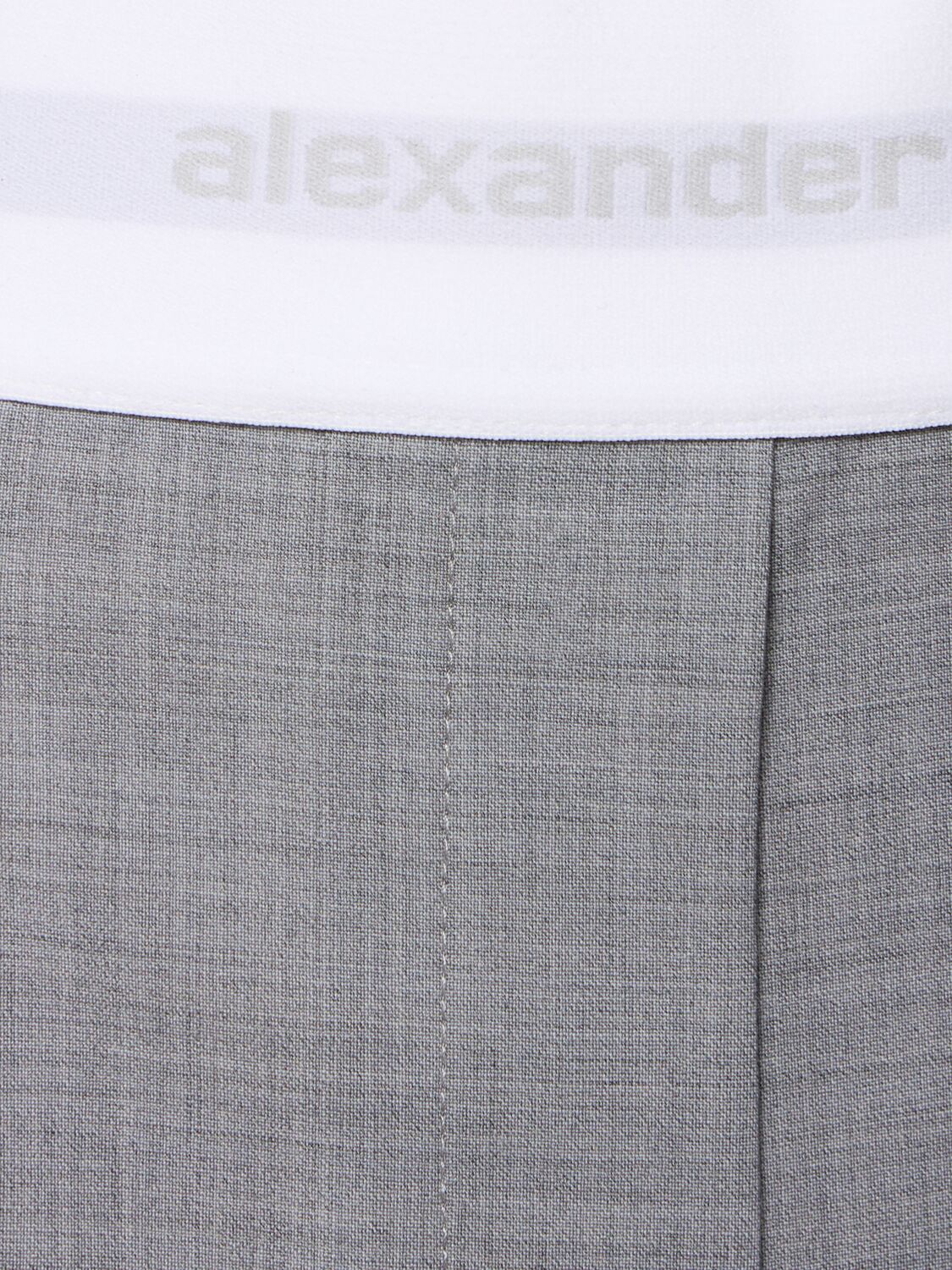 Shop Alexander Wang High Waisted Pleated Wool Pants In 灰色