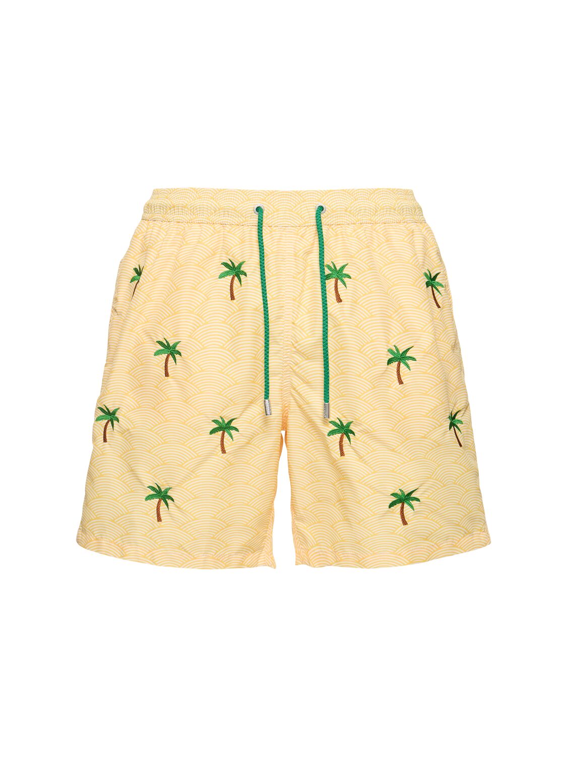 Mc2 Saint Barth Palm Embroidered Ultralight Swim Shorts In Yellow