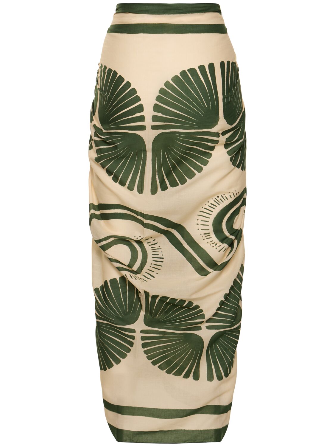 Shop Johanna Ortiz Kené Printed Cotton Sarong In Beige/green