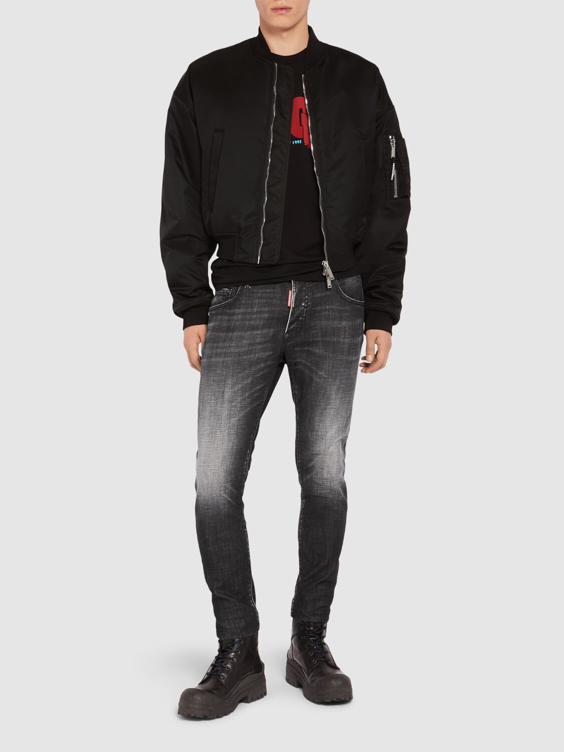 Shop Dsquared2 80s Nylon Bomber Jacket In Black