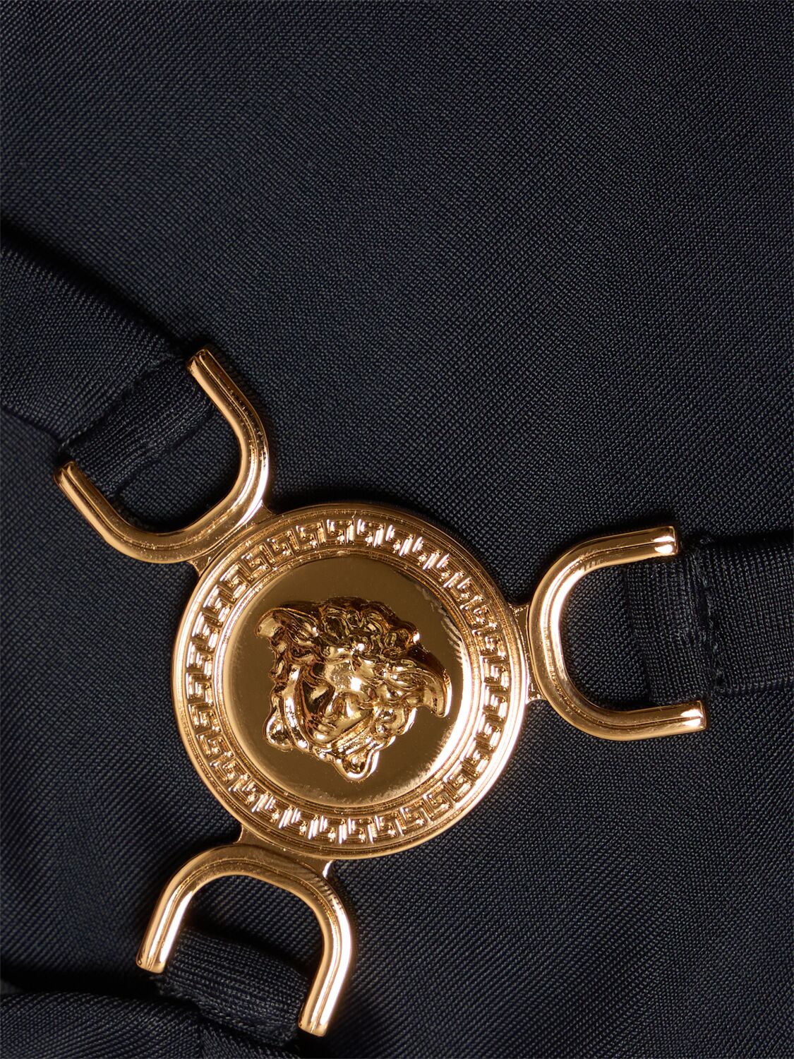 Versace Lycra Logo Double Strap Bikini Bottom In Black