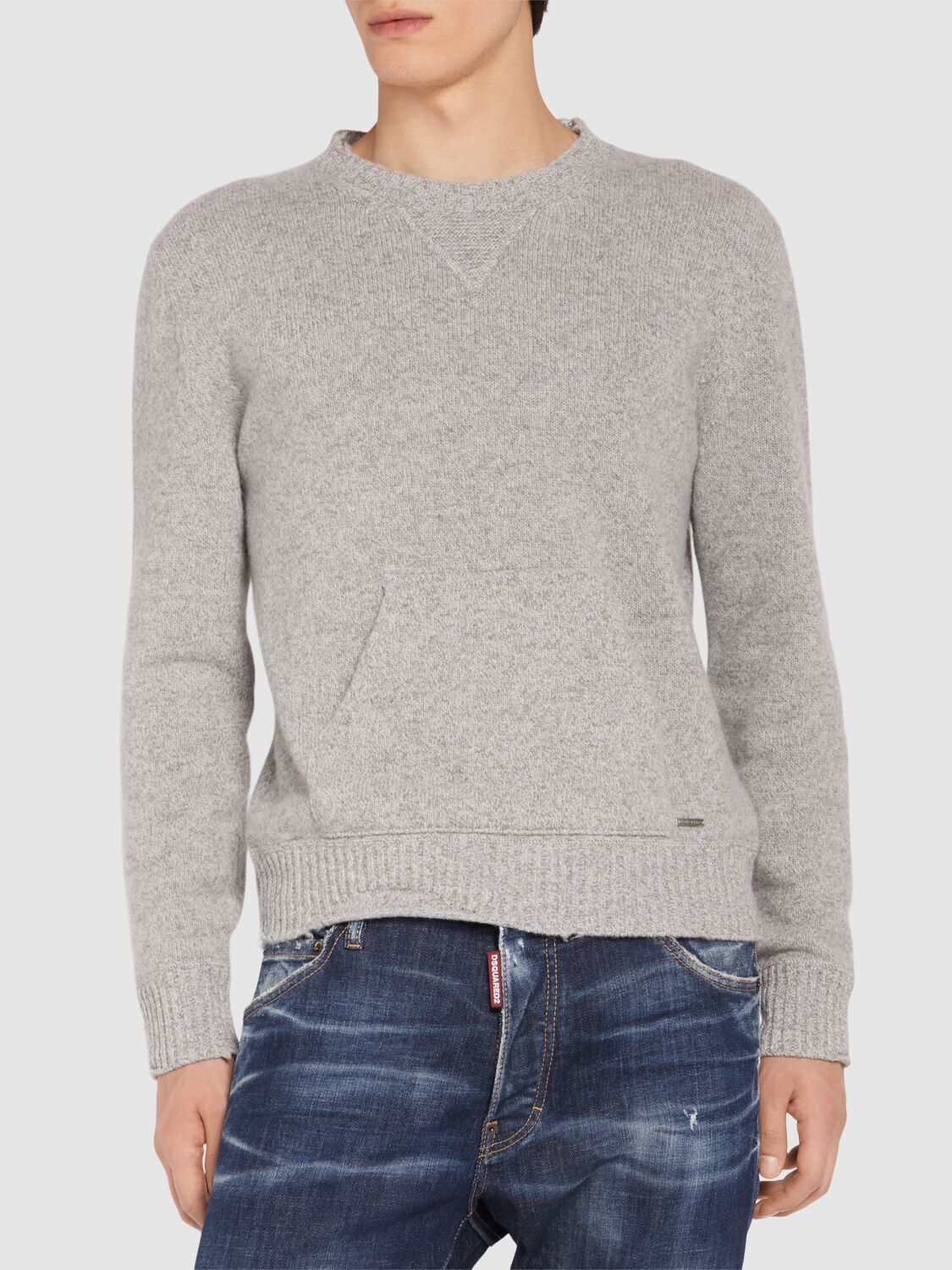 Shop Dsquared2 Wool & Cashmere Crewneck Sweater In Grey