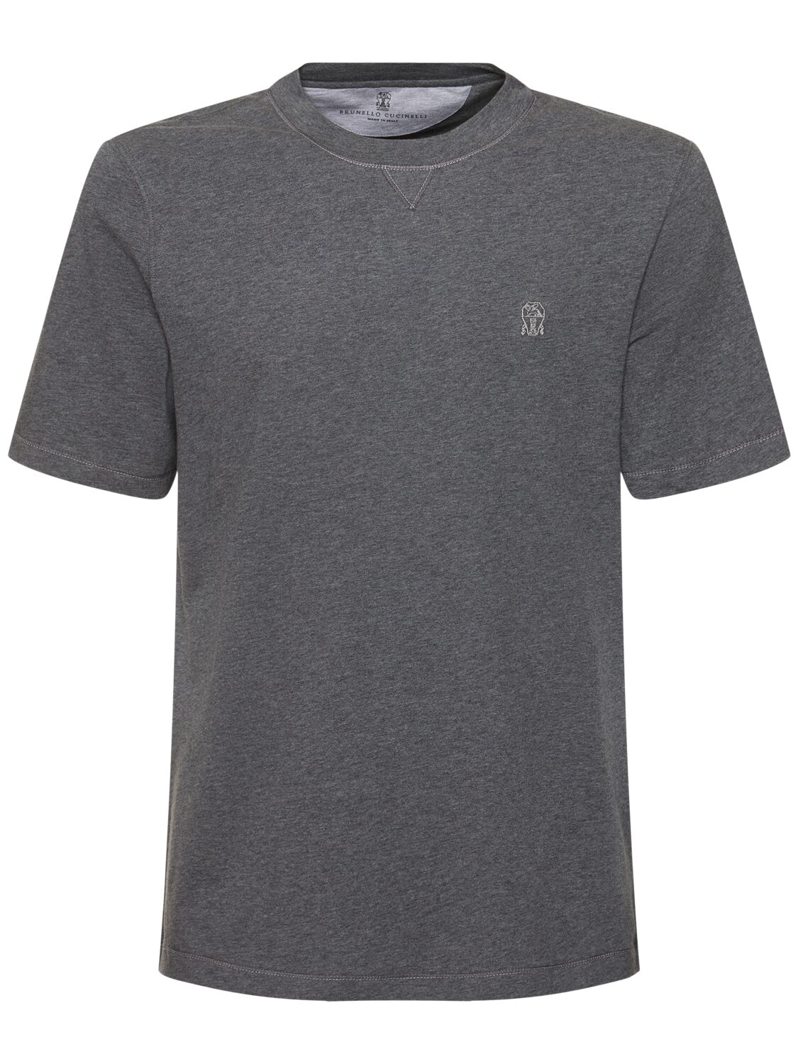 Brunello Cucinelli Cotton Logo T-shirt In Grey