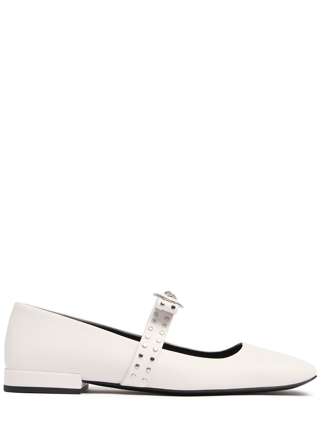 Versace 20mm Leather Ballerina Flats In White