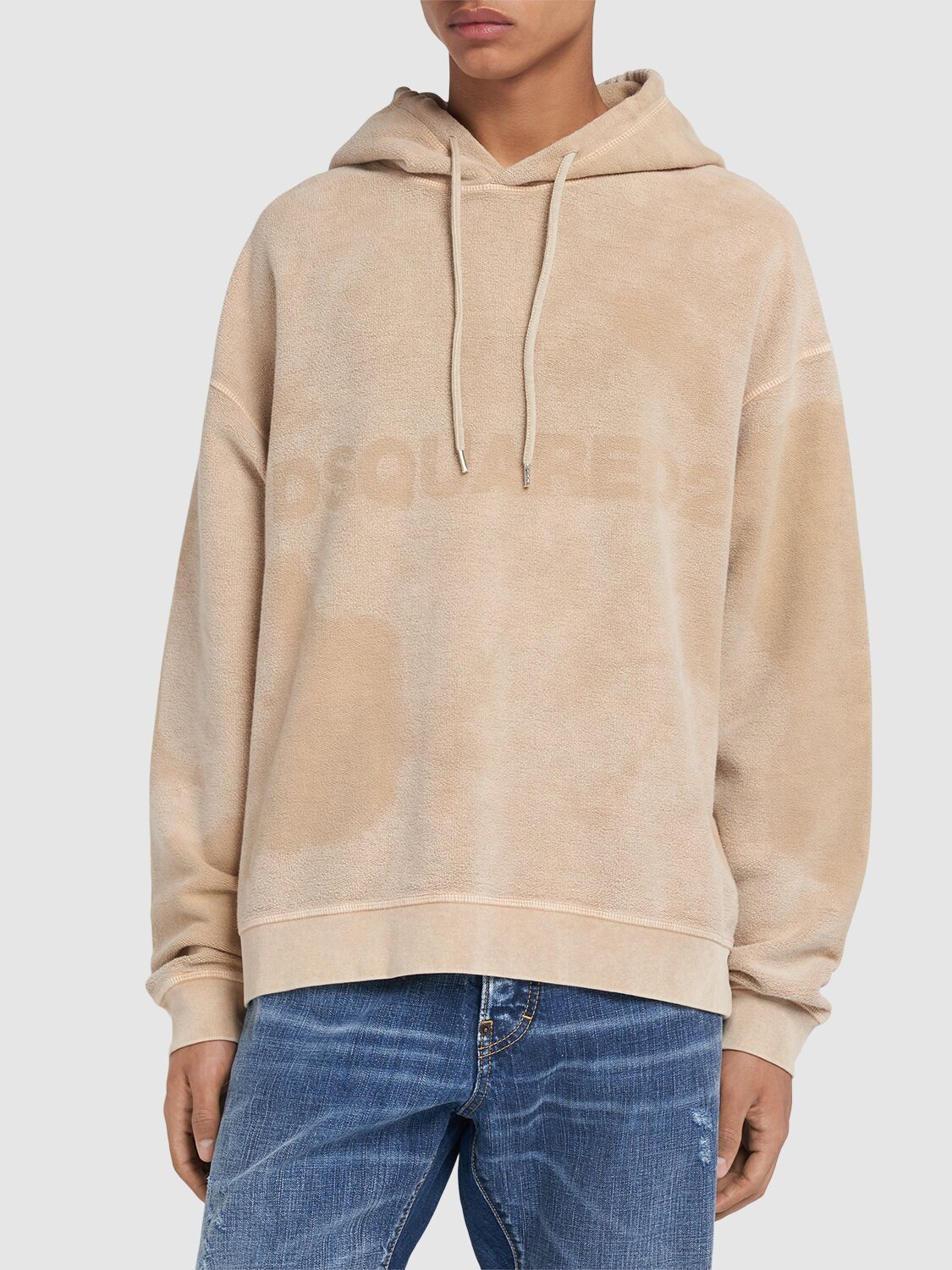 Shop Dsquared2 Relaxed Fit Cotton Hoodie In Beige