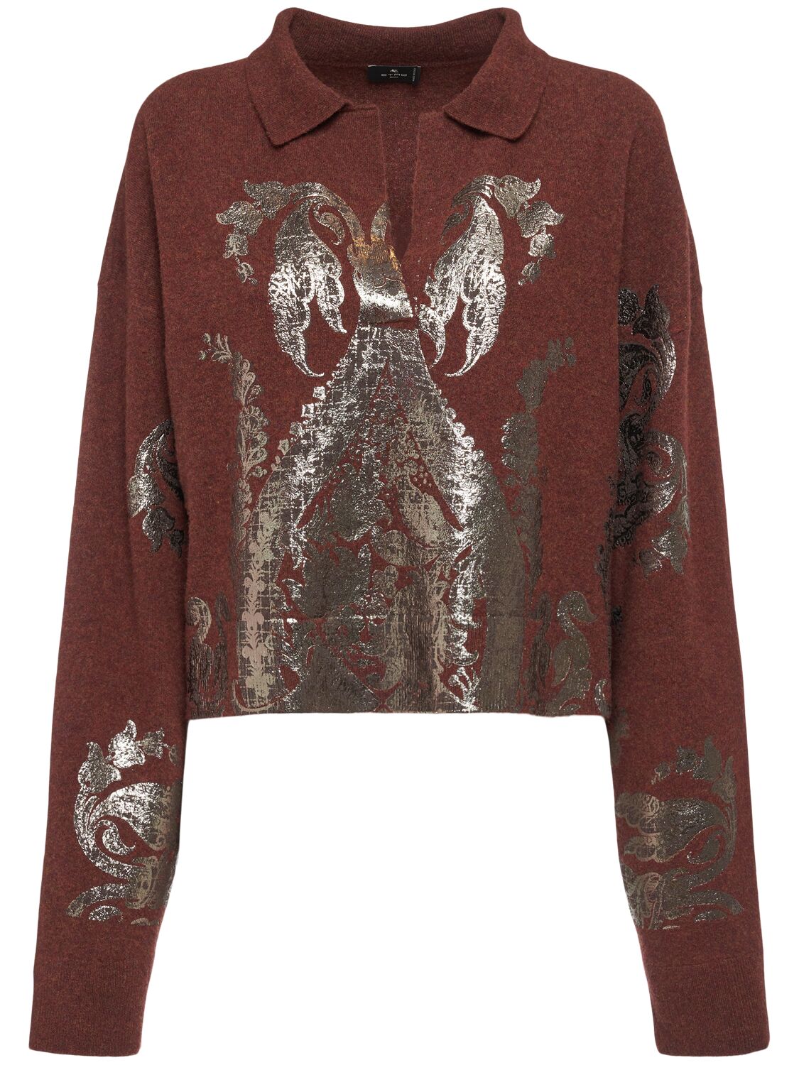 Etro Printed Wool Polo Jumper In Multi