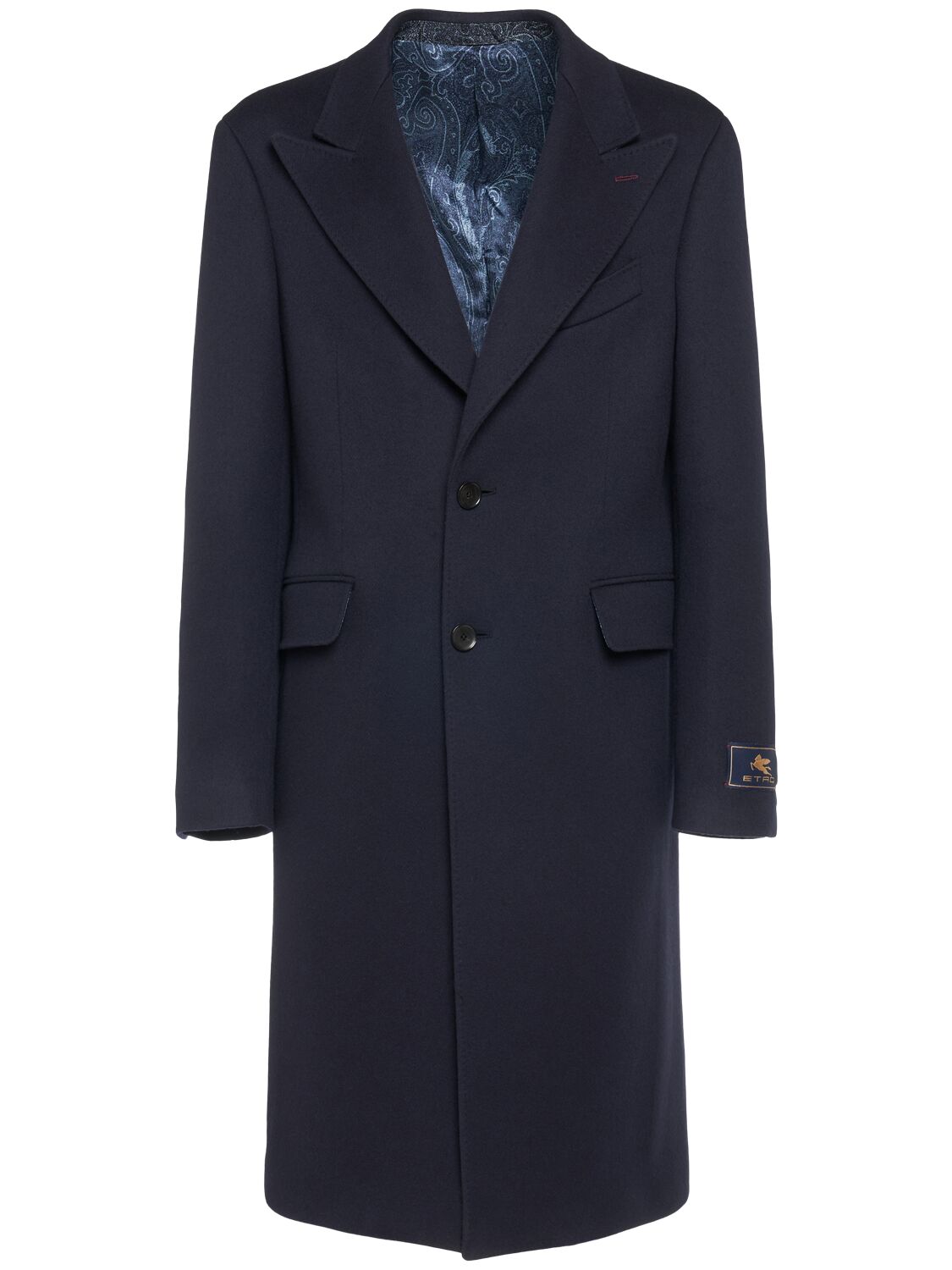 Shop Etro Roma Cashmere Peak Lapel Coat In Dark Blue