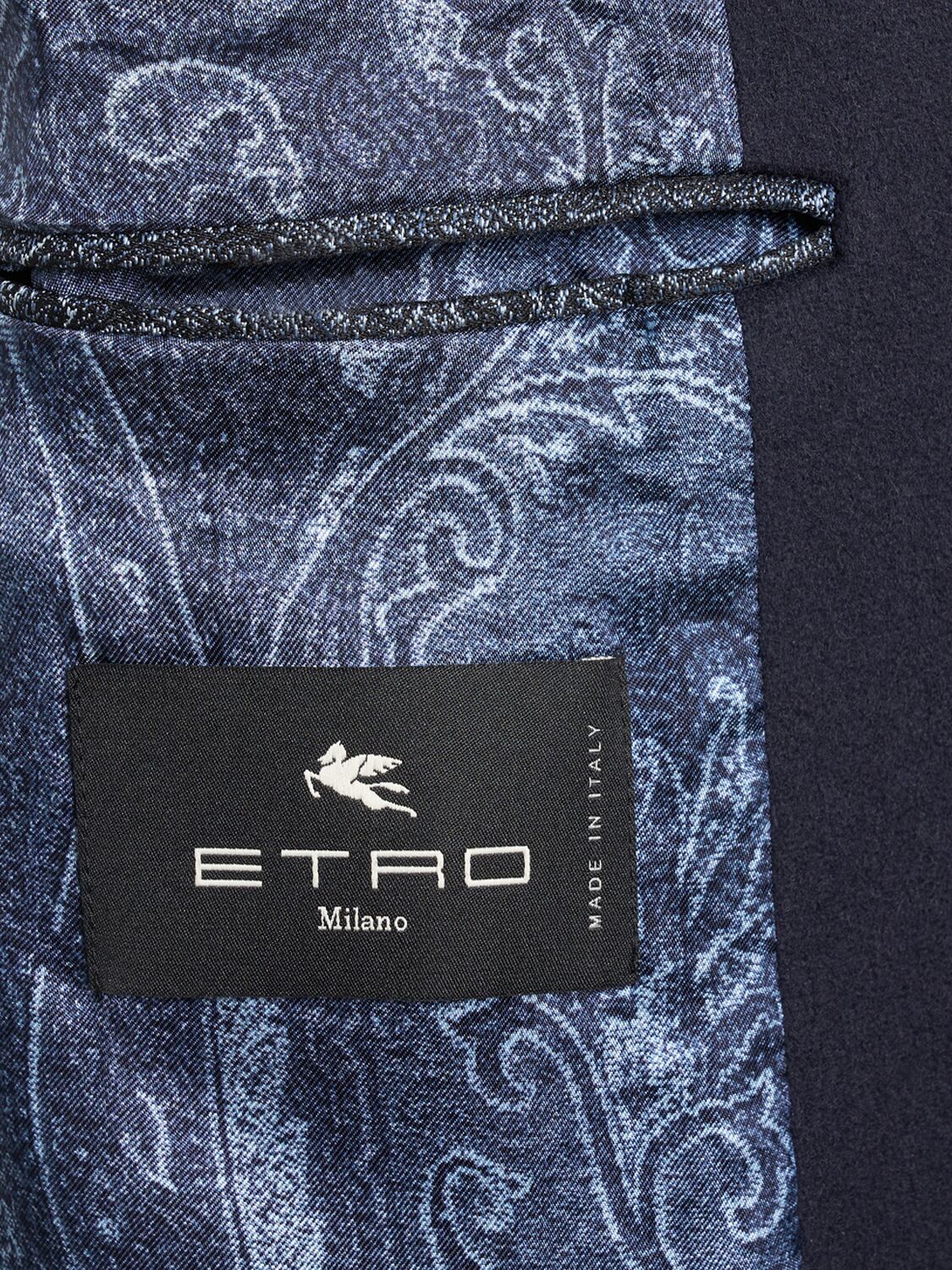 Shop Etro Roma Cashmere Peak Lapel Coat In Dark Blue