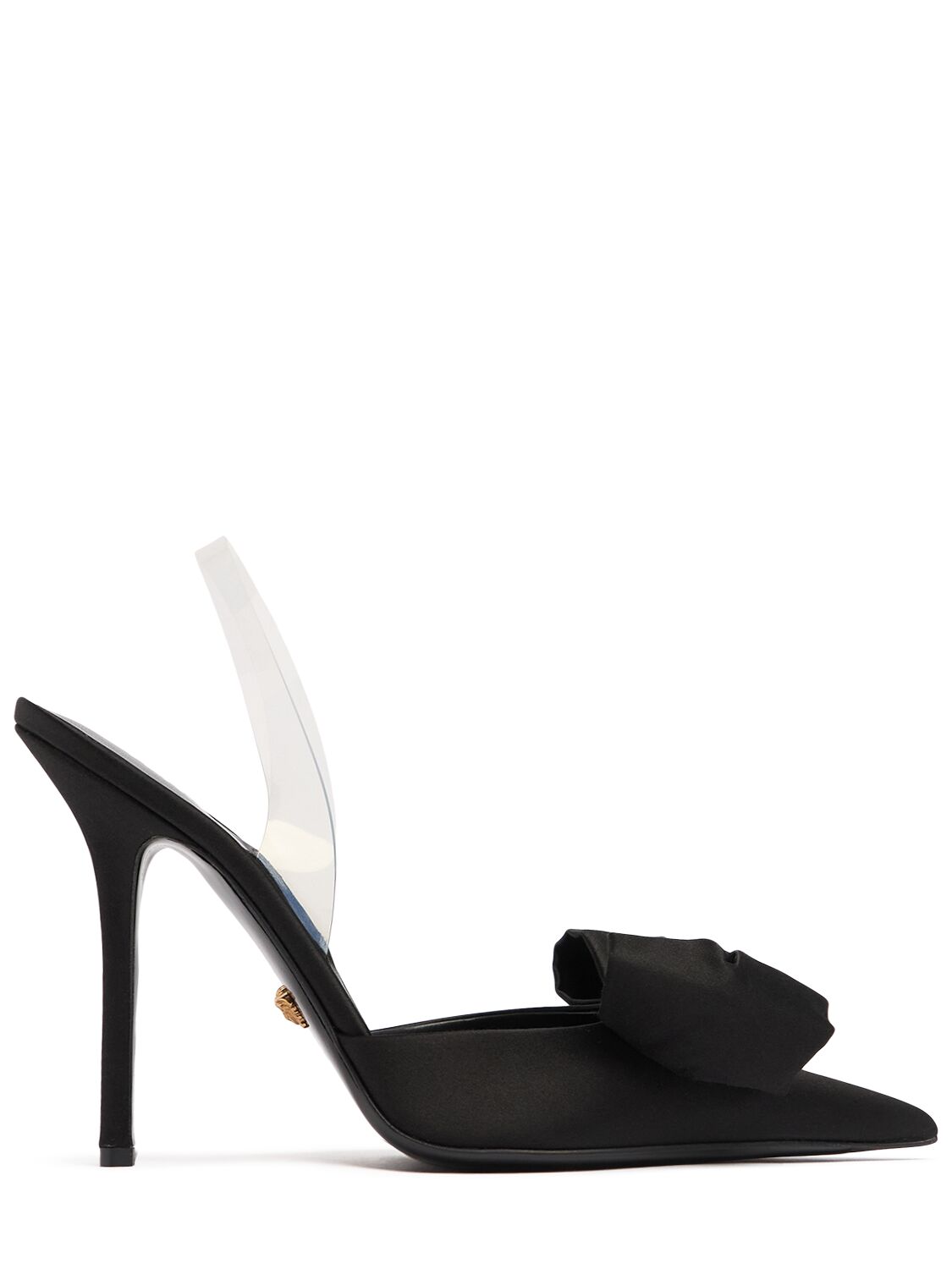 Versace 110mm Satin Slingback Heels In Black