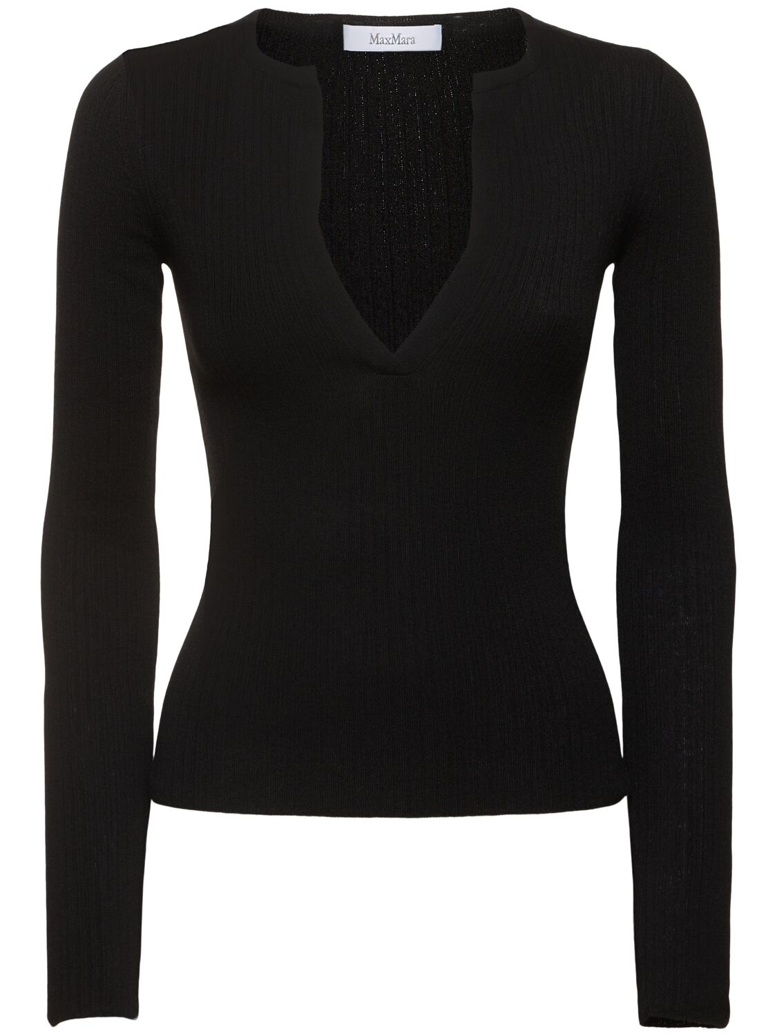 Shop Max Mara Urlo Silk & Cashmere Long Sleeve Top In Black