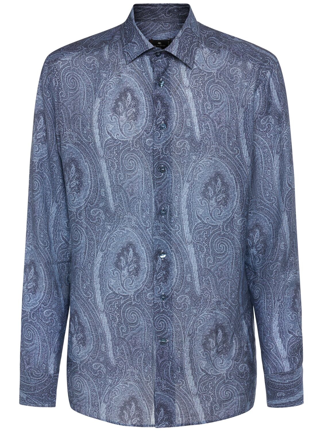 Etro Paisley Print Lyocell & Silk Shirt In Blue