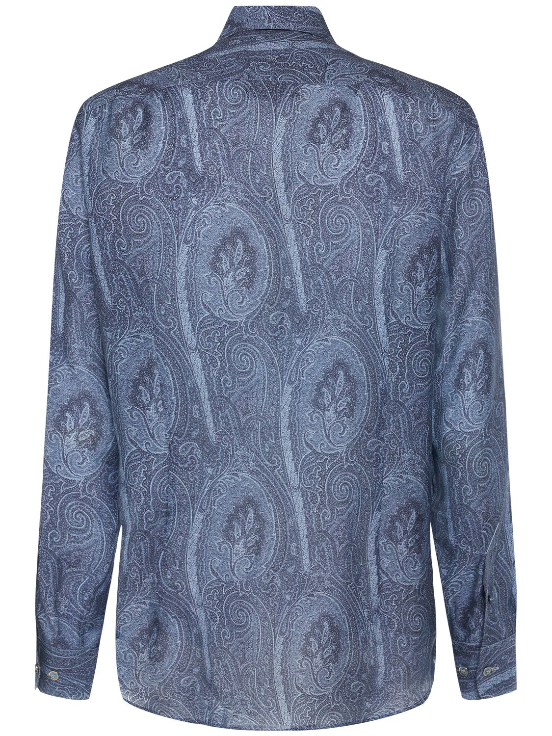 Shop Etro Paisley Print Lyocell & Silk Shirt In Blue