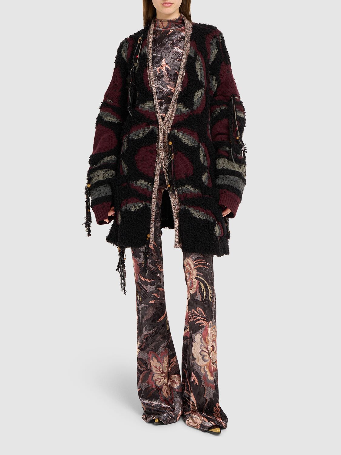 Shop Etro Wool Blend Cardigan In Multicolor