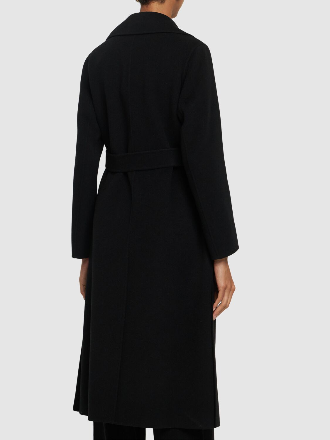 Shop Weekend Max Mara Manu Belted Wool Midi Coat In Black