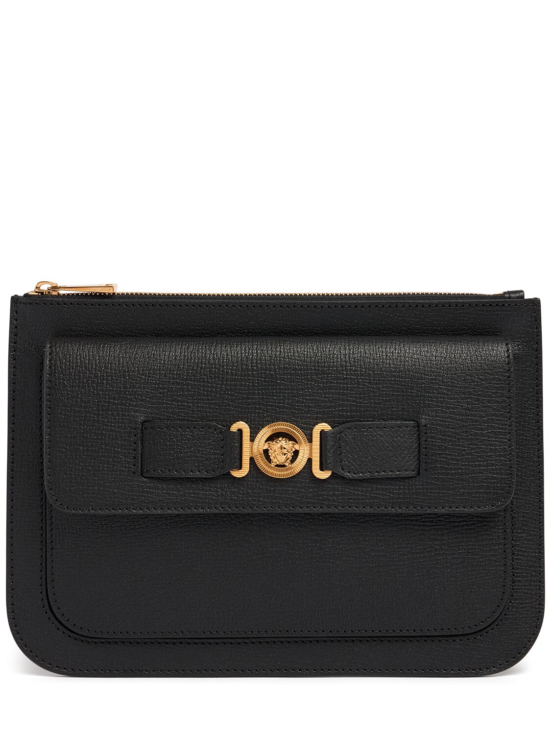 Versace Small Leather Pouch In Black