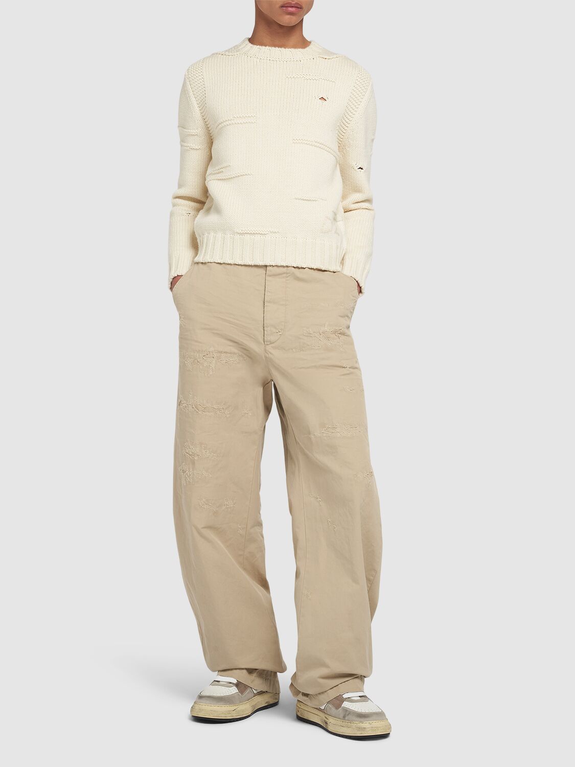 Shop Dsquared2 Wool Crewneck Sweater In Ivory