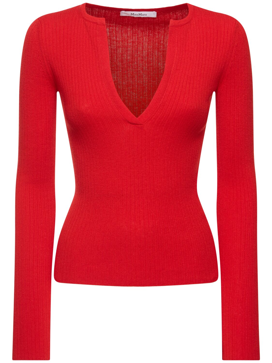 Max Mara Urlo Silk & Cashmere Long Sleeve Top In Red